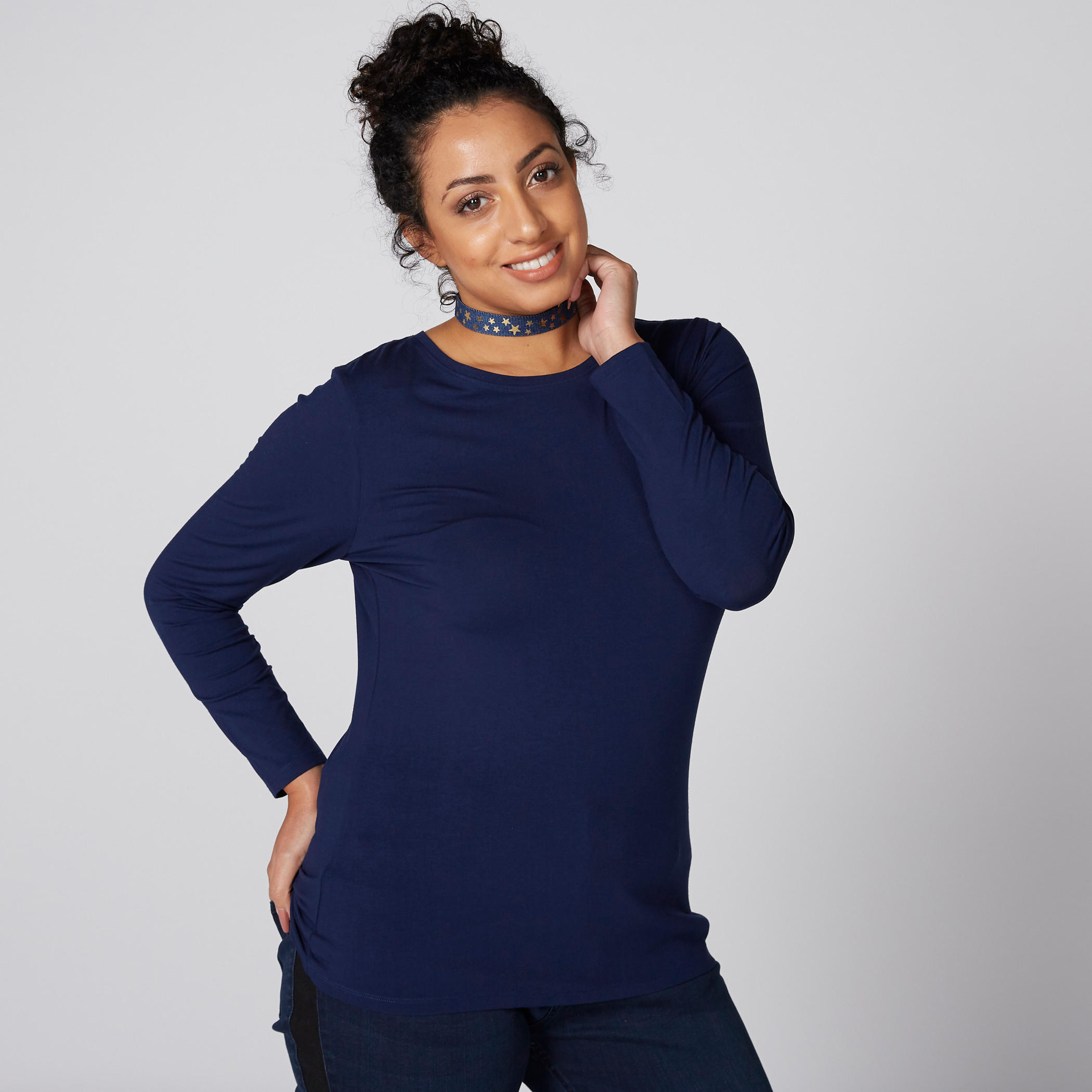 تيشيرت بياقة مستديرة وأكمام طويلة-women-clothing-tshirts-image-1