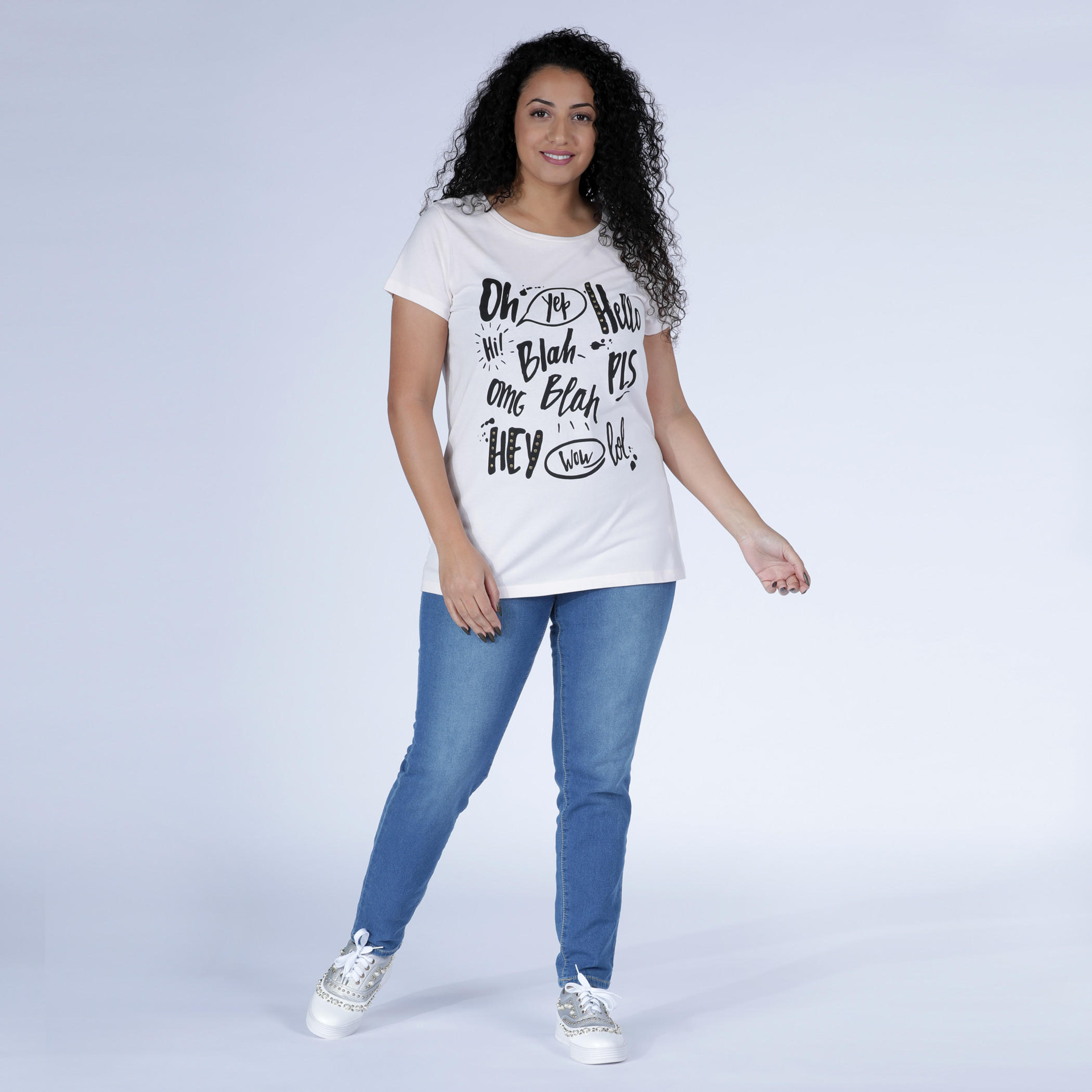 تيشيرت بياقة مستديرة وأكمام قصيرة مع طبعات-women-clothing-tshirts-image-5