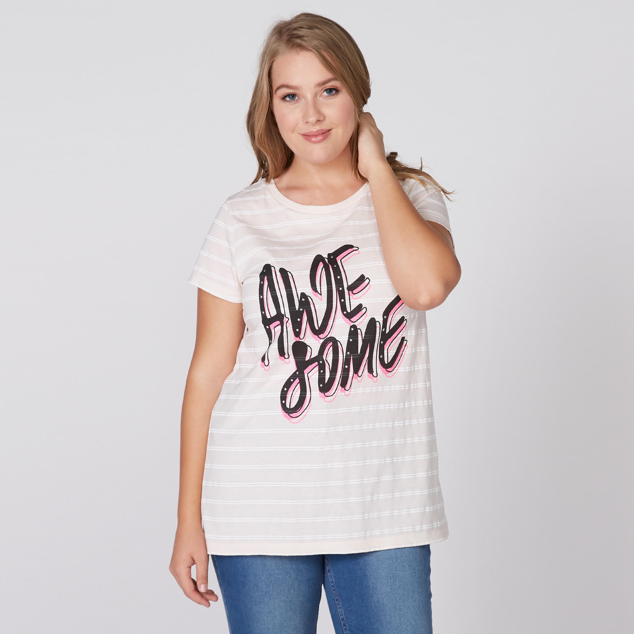 تيشيرت بياقة مستديرة وأكمام قصيرة مع طبعات-women-clothing-shirtsandblouses-blouses-image-3