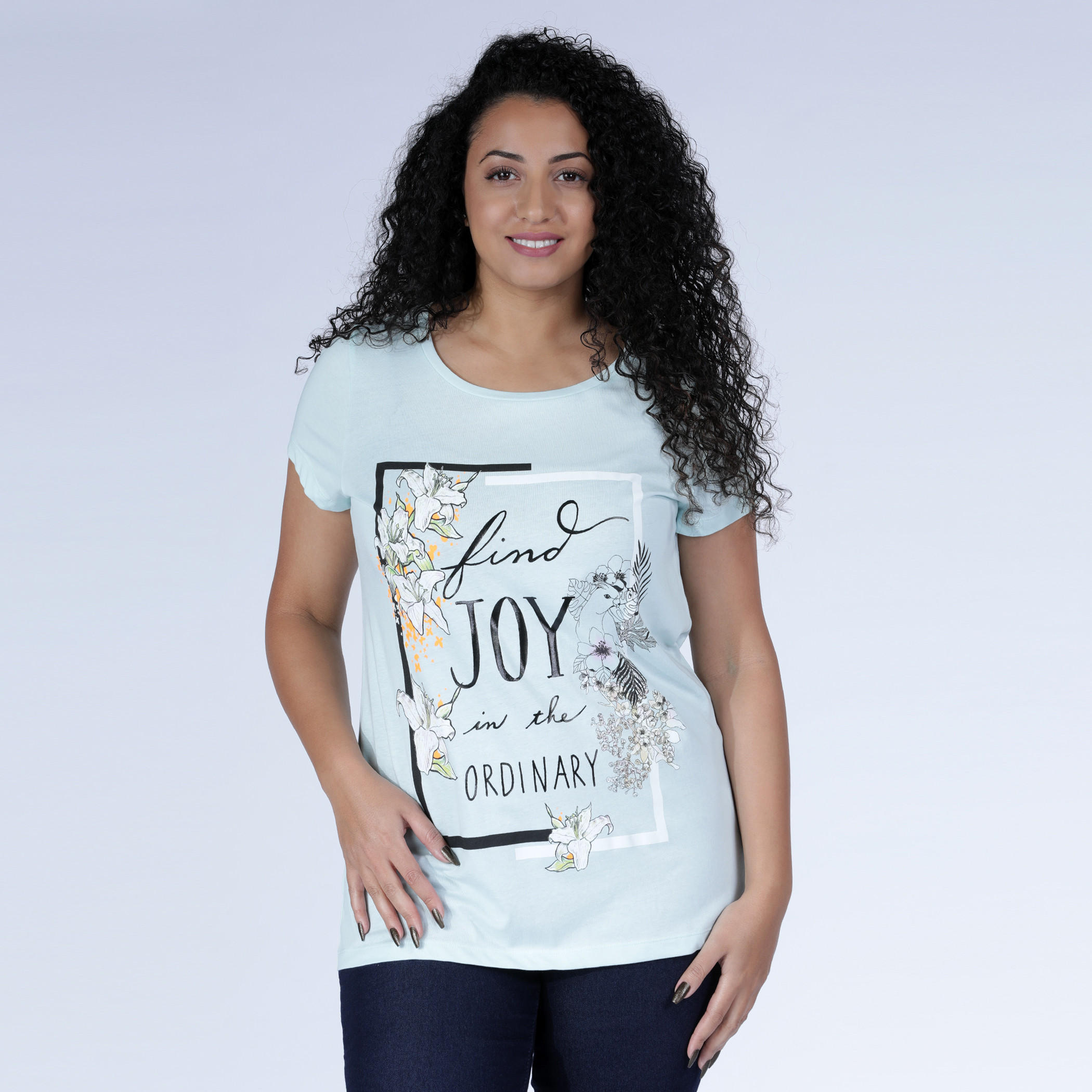 Printed T-Shirt with Round Neck and Short Sleeves-women-clothing-tshirts-image-1