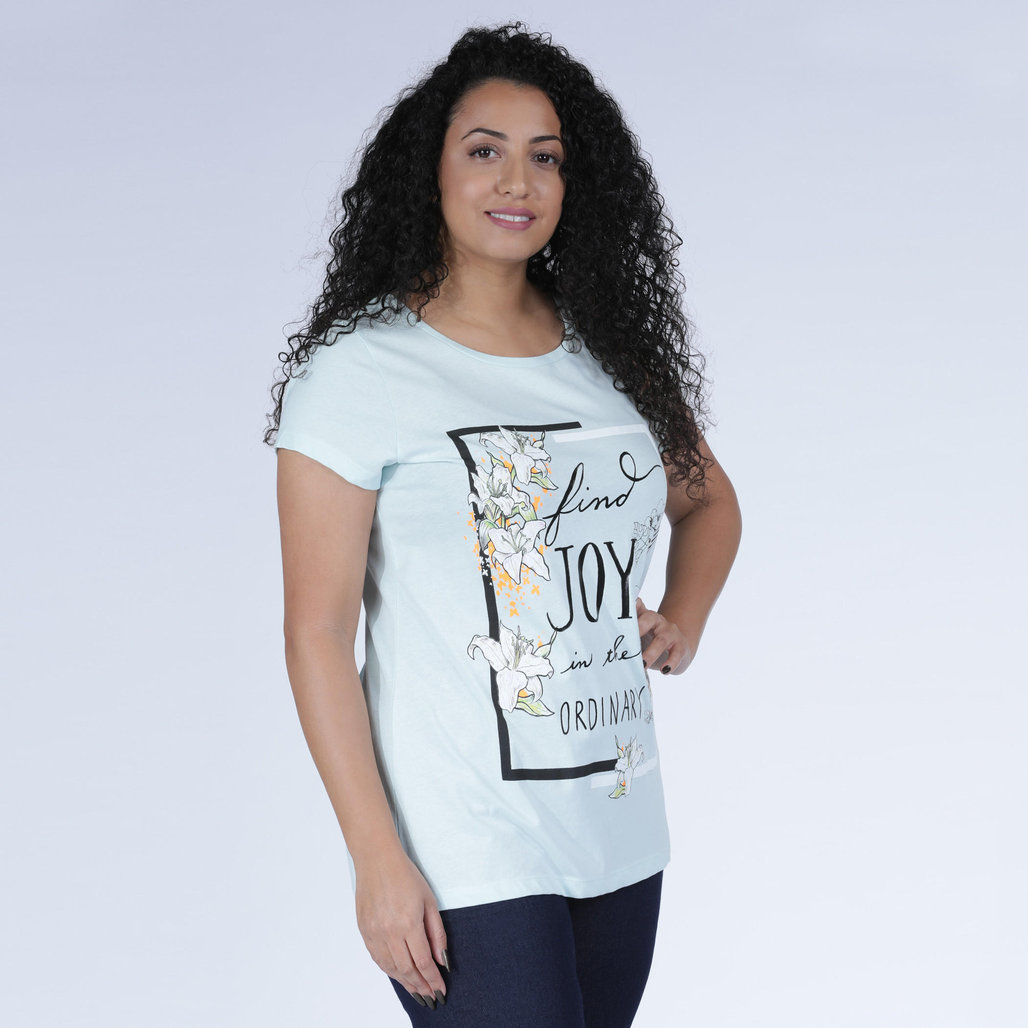 Printed T-Shirt with Round Neck and Short Sleeves-women-clothing-tshirts-image-3