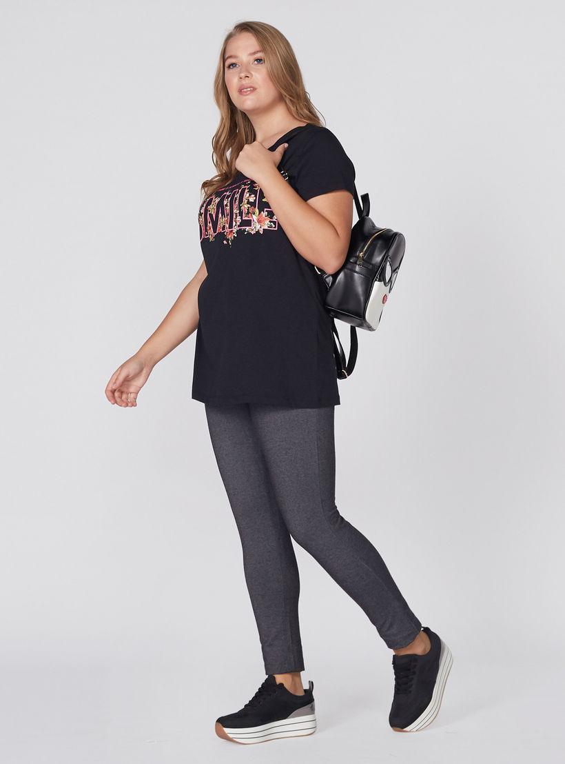 Printed T-Shirt with Round Neck and Short Sleeves-women-clothing-tshirts-image-2