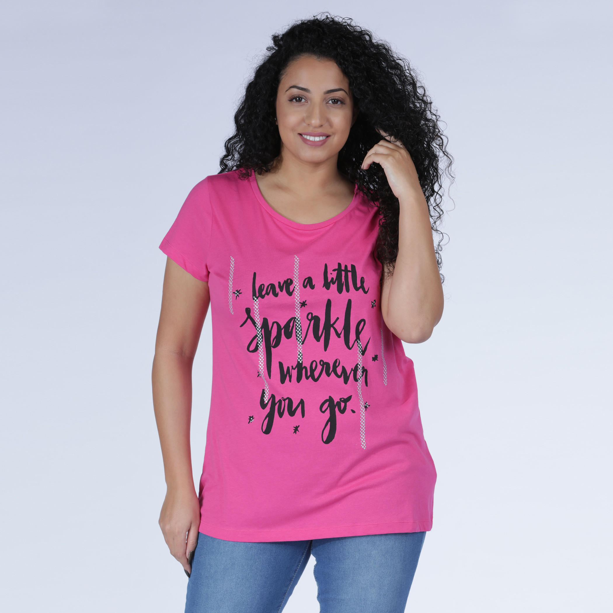 Printed T-Shirt with Round Neck and Short Sleeves-women-clothing-tshirts-image-1