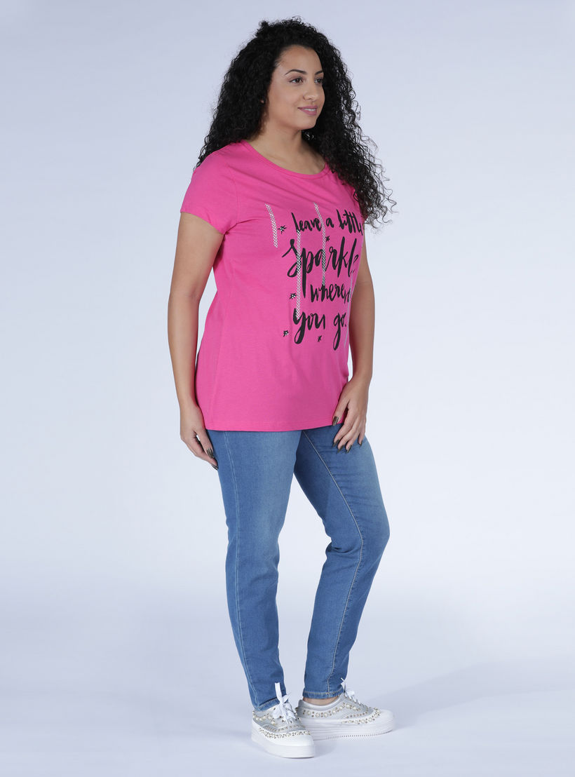 Printed T-Shirt with Round Neck and Short Sleeves-women-clothing-tshirts-image-5
