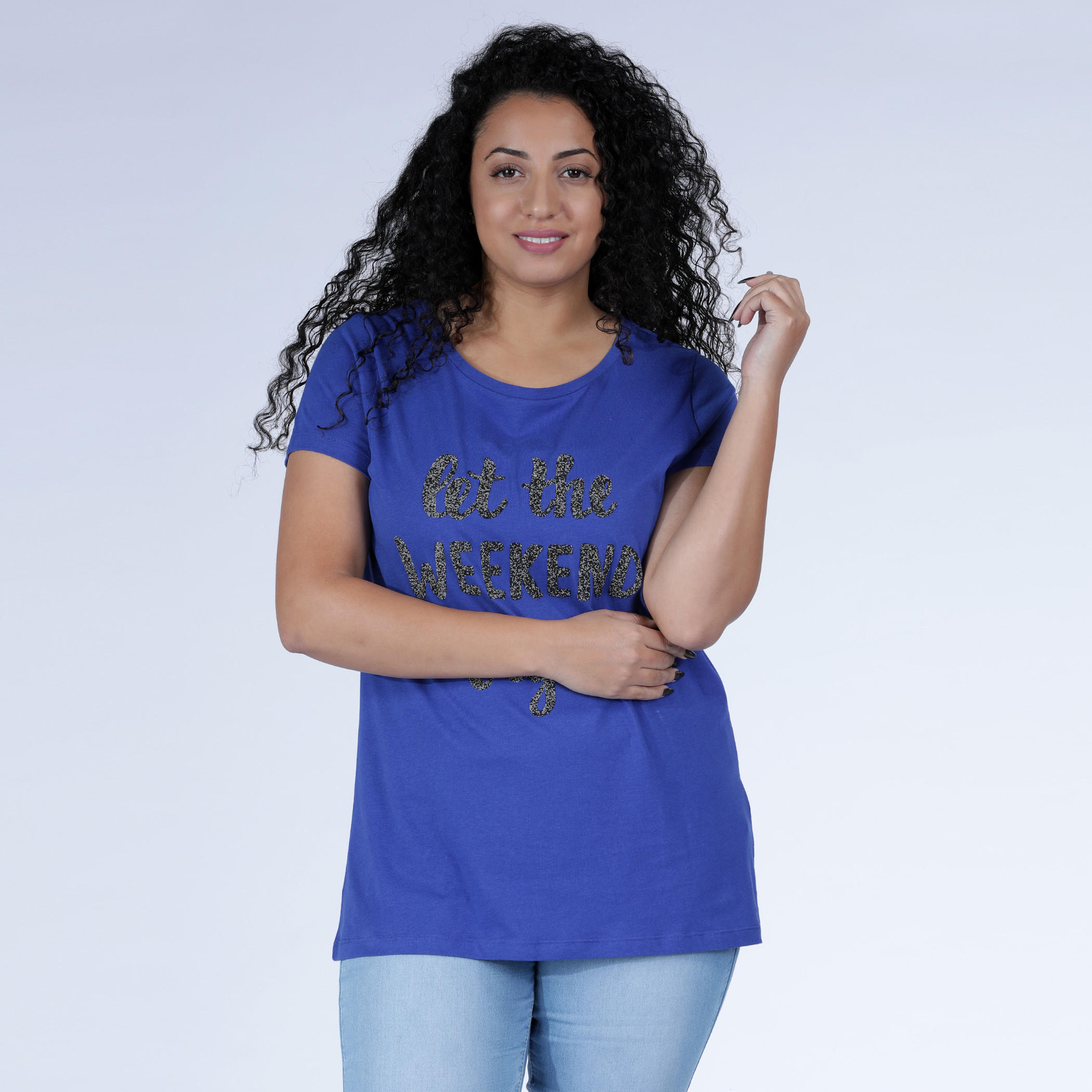 تيشيرت بياقة مستديرة وأكمام قصيرة مع طبعات-women-clothing-tshirts-image-1