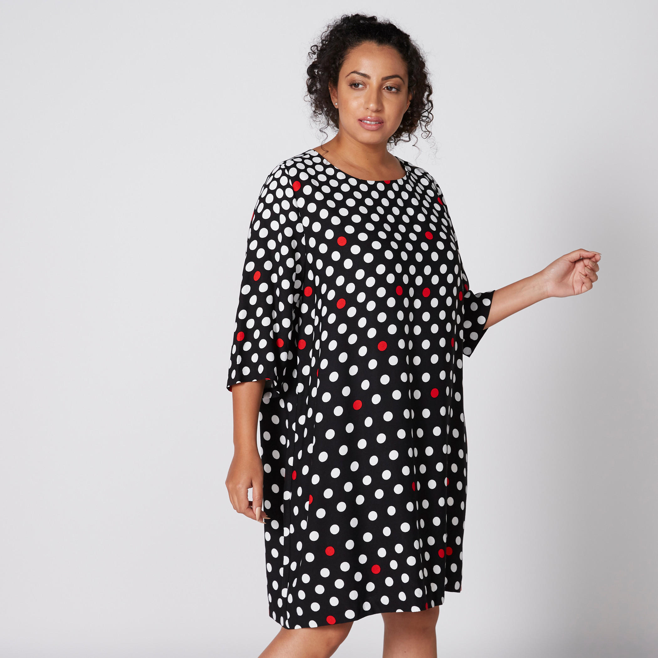 فستان متوسط الطول بأكمام 3/4 وياقة مستديرة وطبعات-women-clothing-dresses-image-4