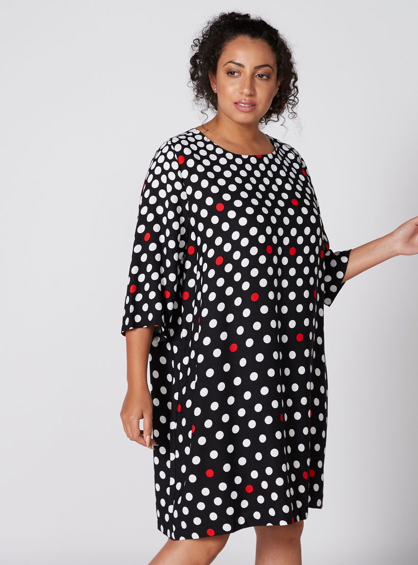 فستان متوسط الطول بأكمام 3/4 وياقة مستديرة وطبعات-women-clothing-dresses-image-4