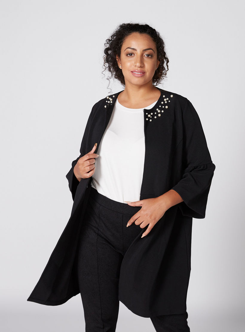 جاكيت طويل بارز الملمس بتفاصيل لؤلؤ-women-winterwear-coatsandjackets-jackets-image-2