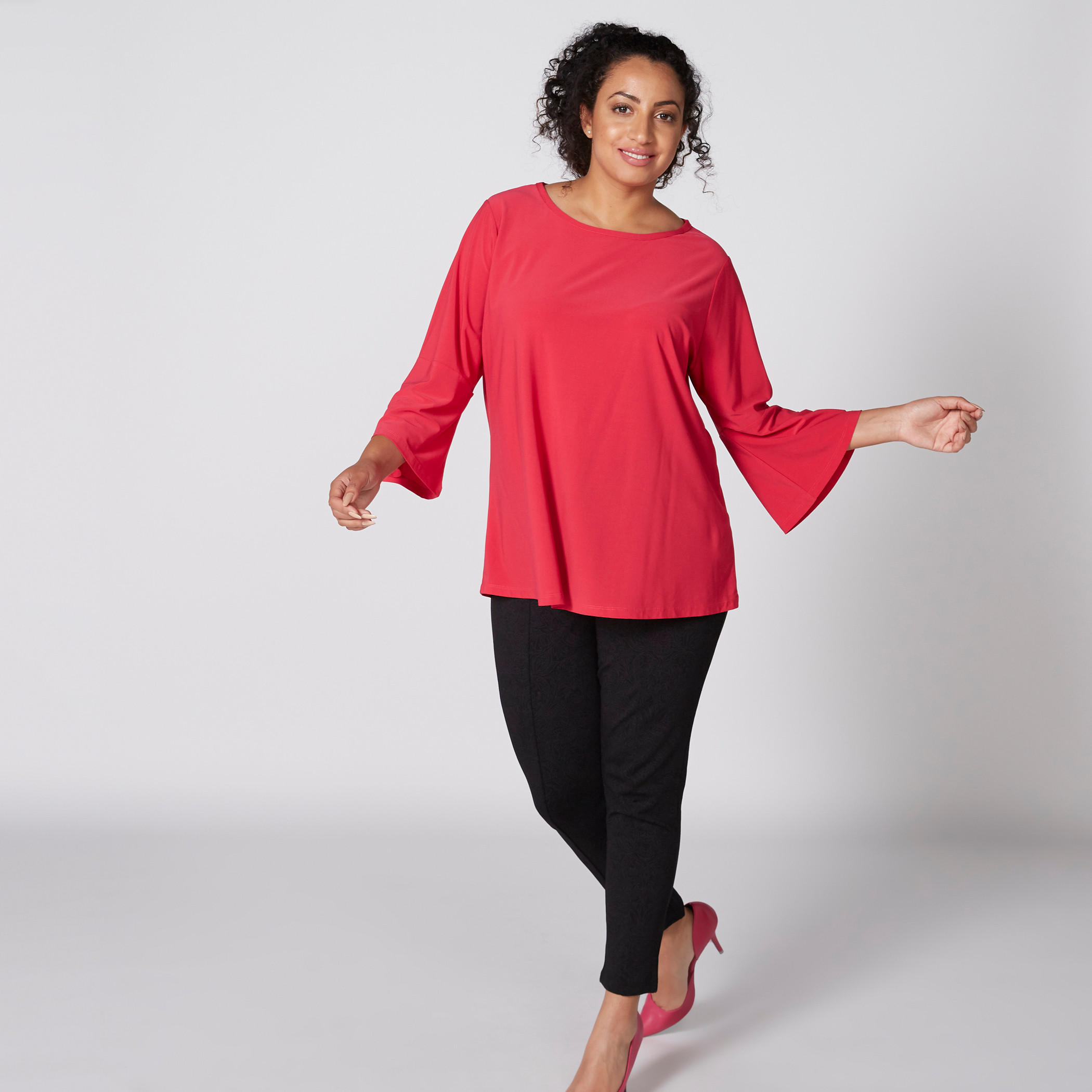 Round Neck Top with Flared Sleeves-women-clothing-shirtsandblouses-blouses-image-1