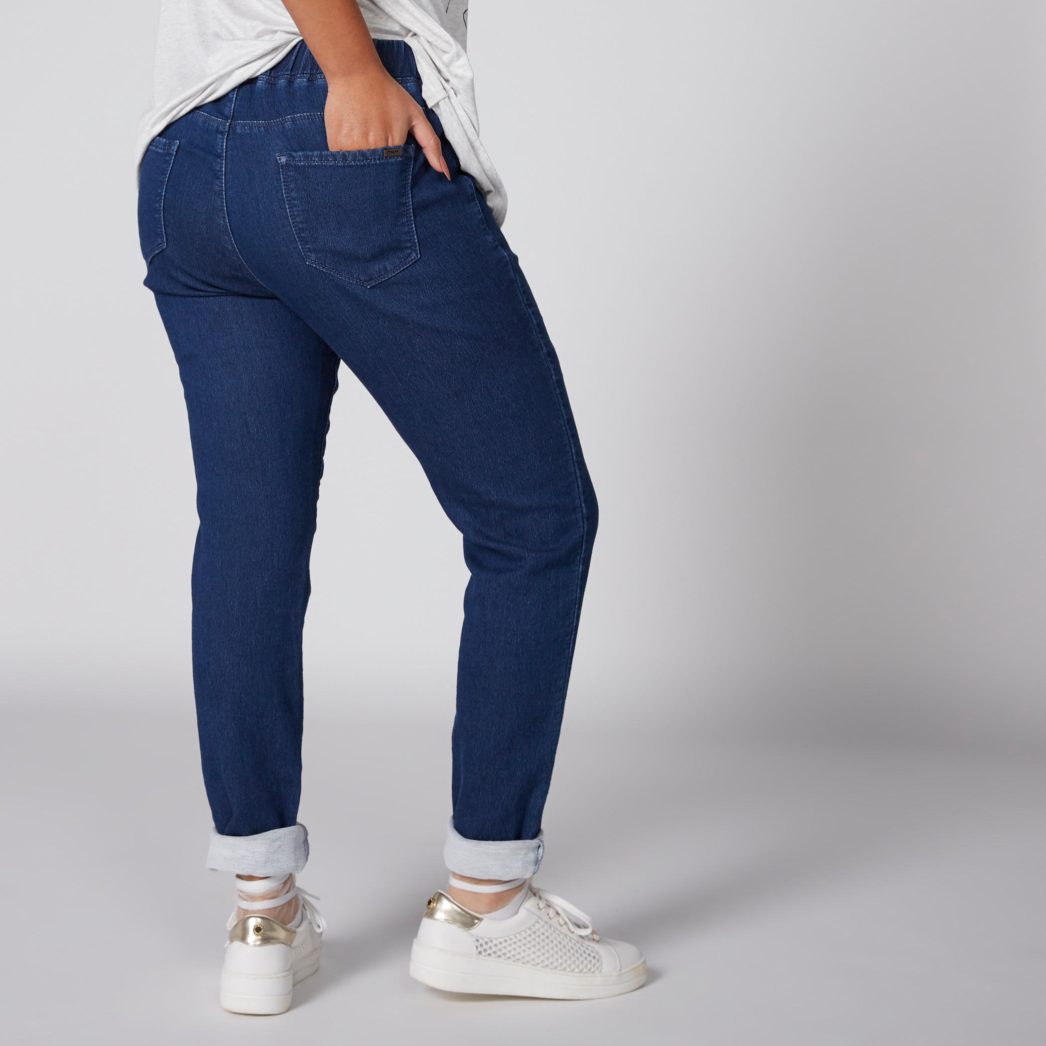 بنطال جيجينز طويل بقصة ضيقة وخصر مطاطي وجيوب-women-clothing-bottoms-leggings-image-2