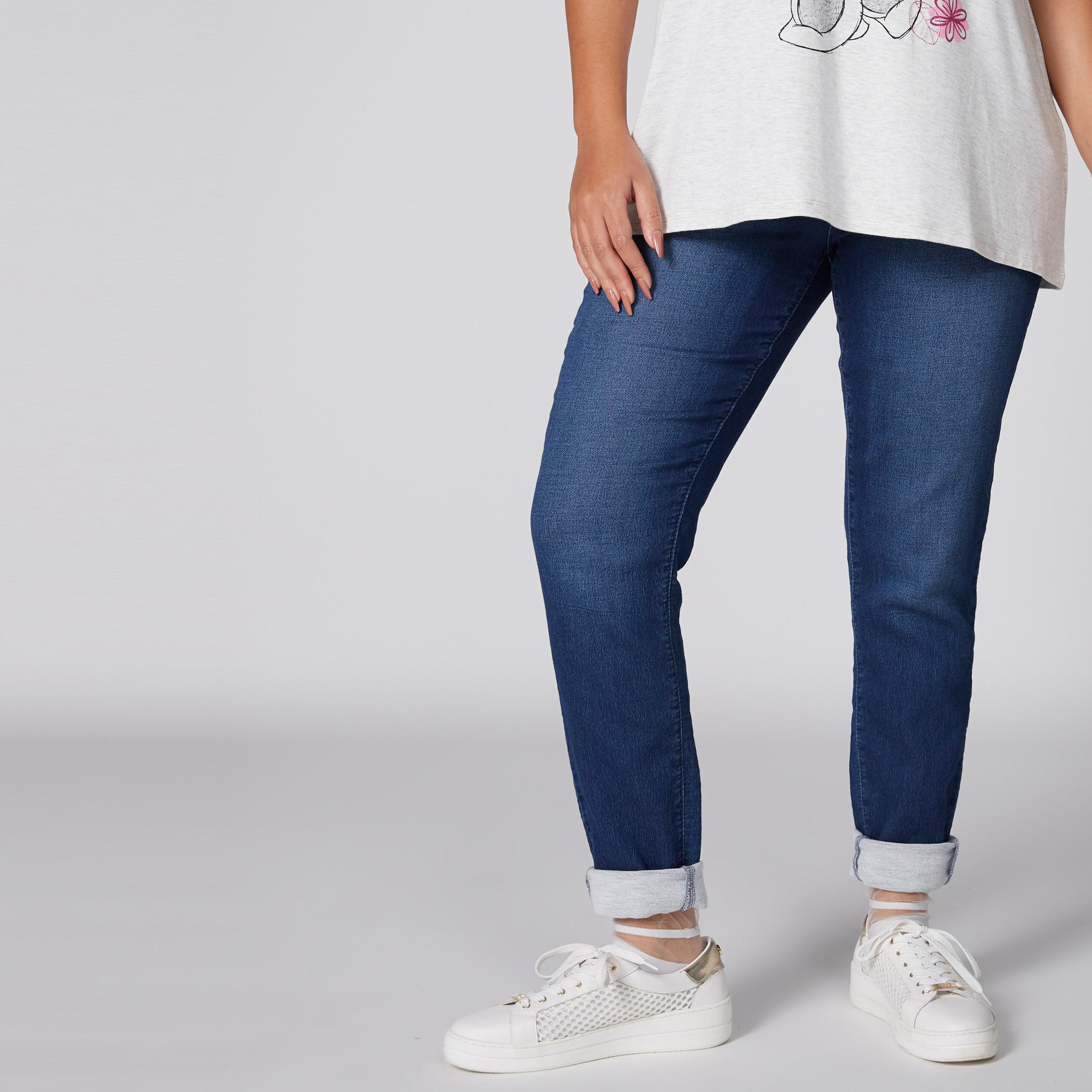 بنطال جيجينز طويل بقصة ضيقة وخصر مطاطي وجيوب-women-clothing-bottoms-leggings-image-3
