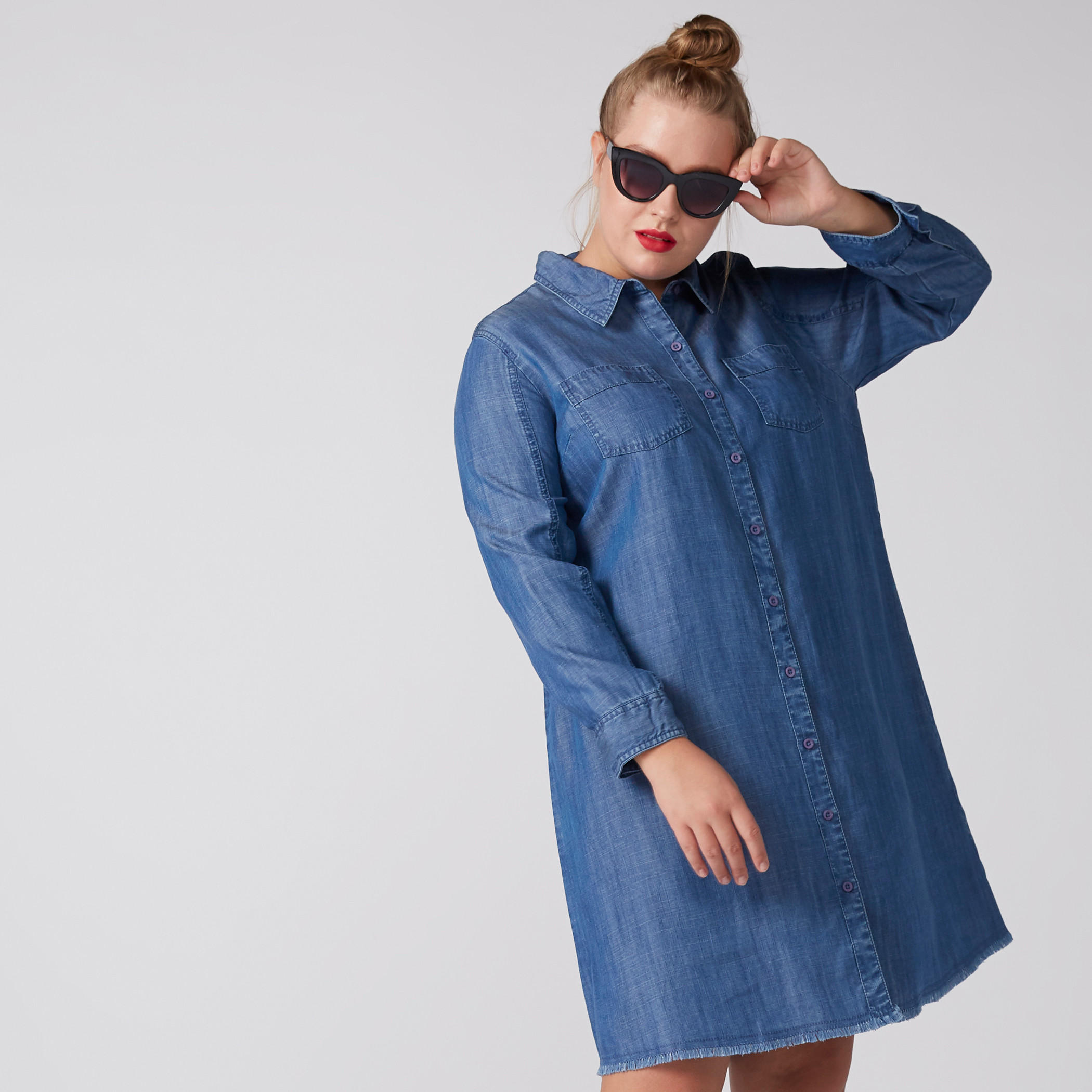 فستان قميص دينم بأكمام طويلة-women-clothing-dresses-image-1
