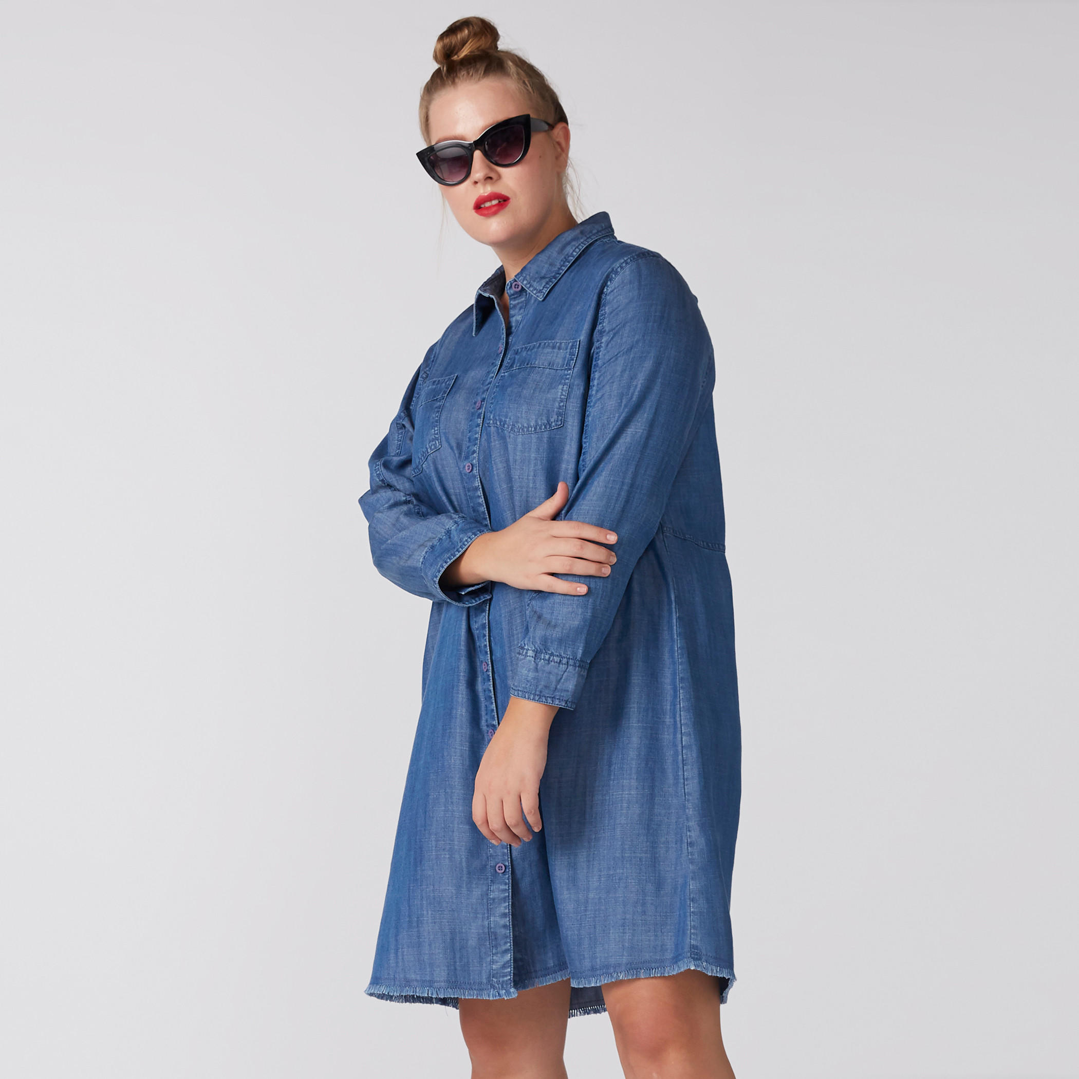 فستان قميص دينم بأكمام طويلة-women-clothing-dresses-image-2