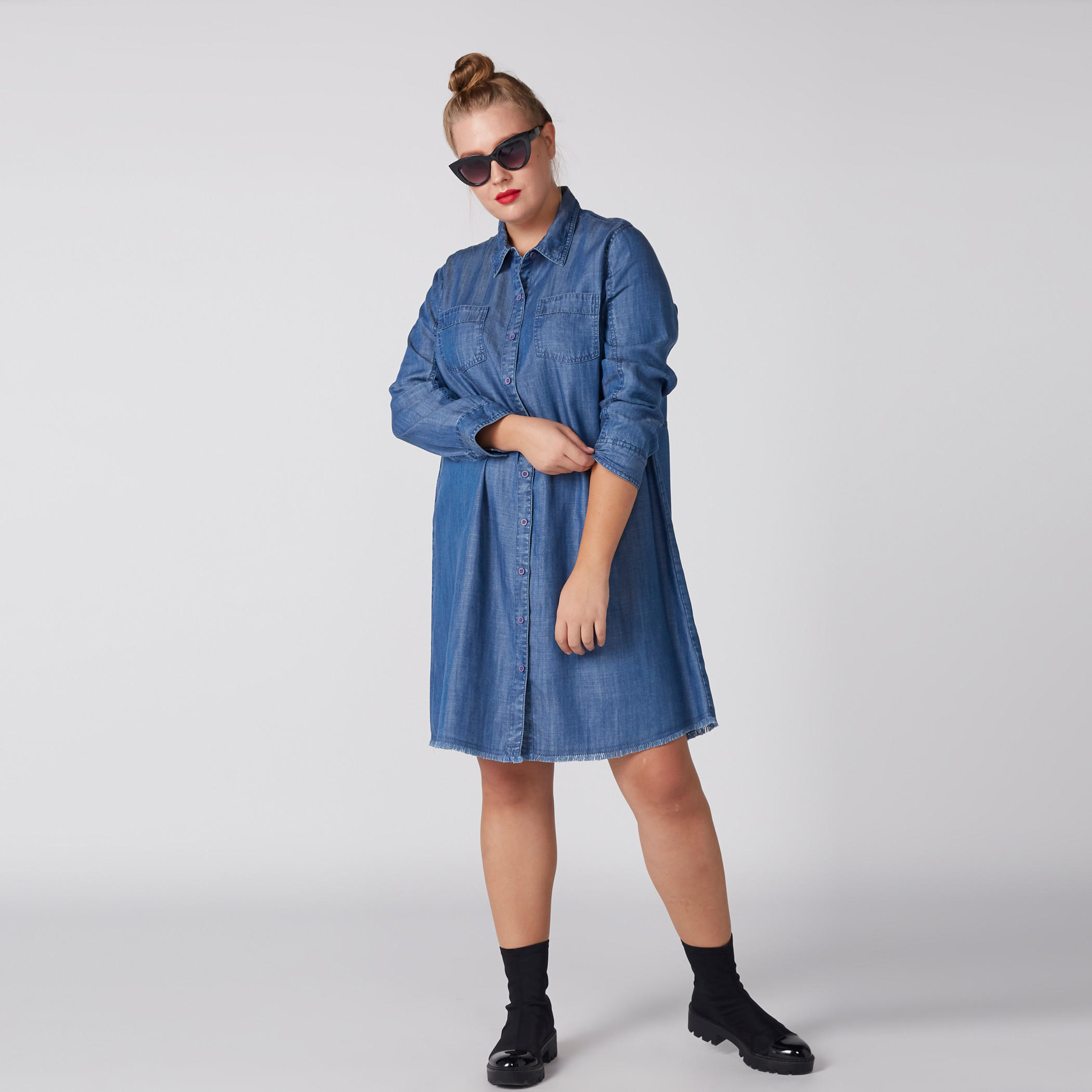 فستان قميص دينم بأكمام طويلة-women-clothing-dresses-image-3