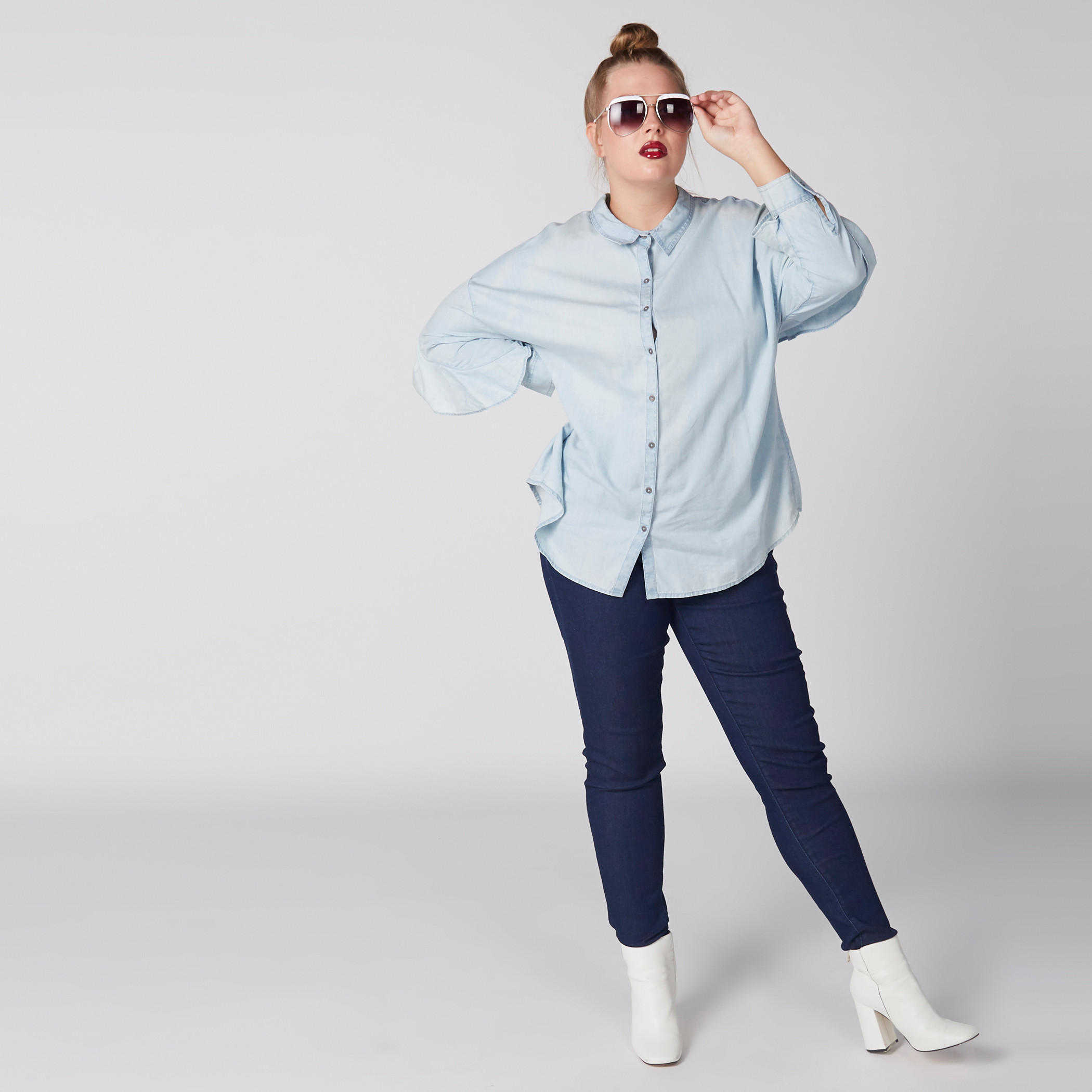 قميص بأكمام طويلة وتفاصيل كشكش ووصلة أزرار كاملة-women-clothing-shirtsandblouses-blouses-image-3