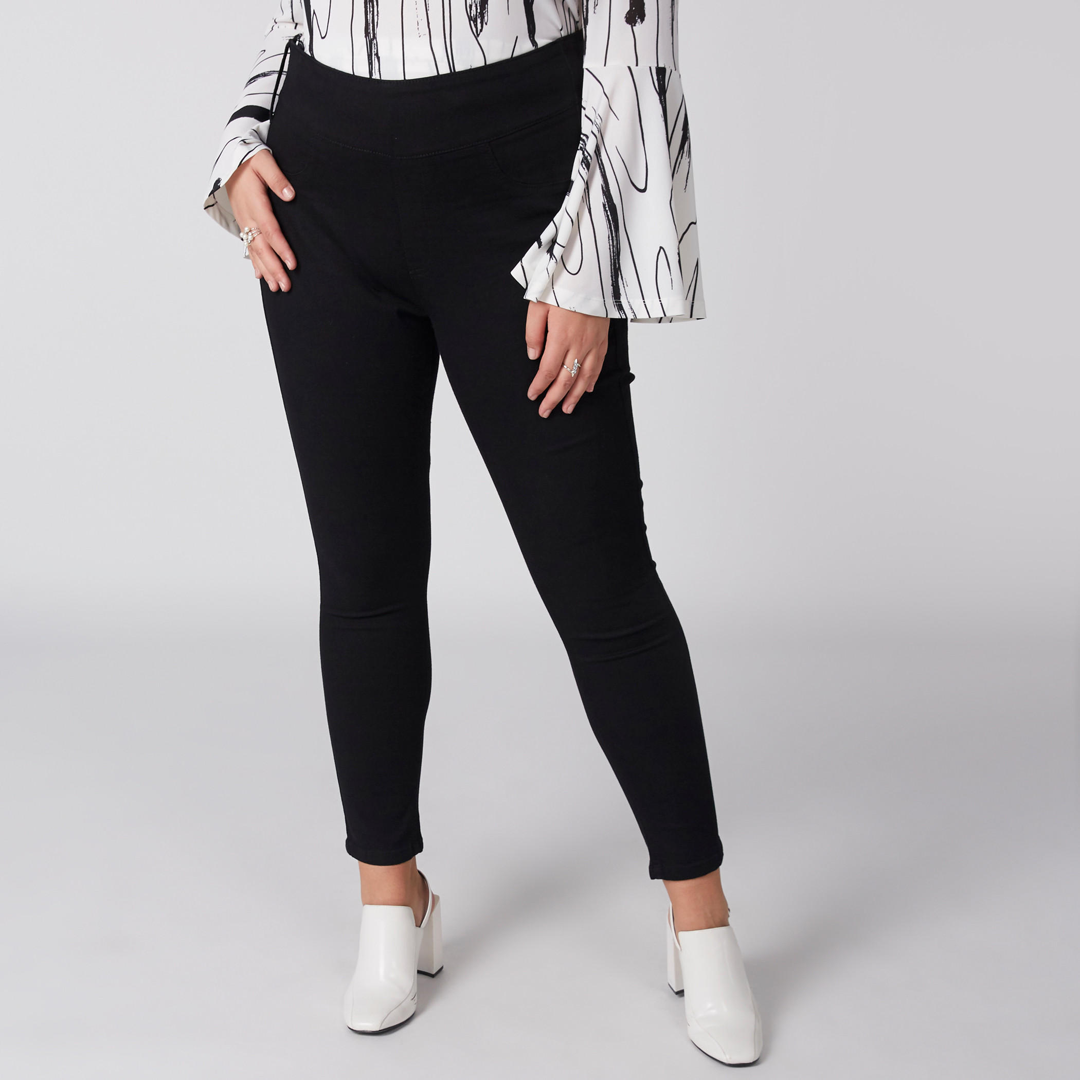 Full Length Jeggings with Elasticised Waistband and Pocket Detail-women-clothing-bottoms-leggings-image-2