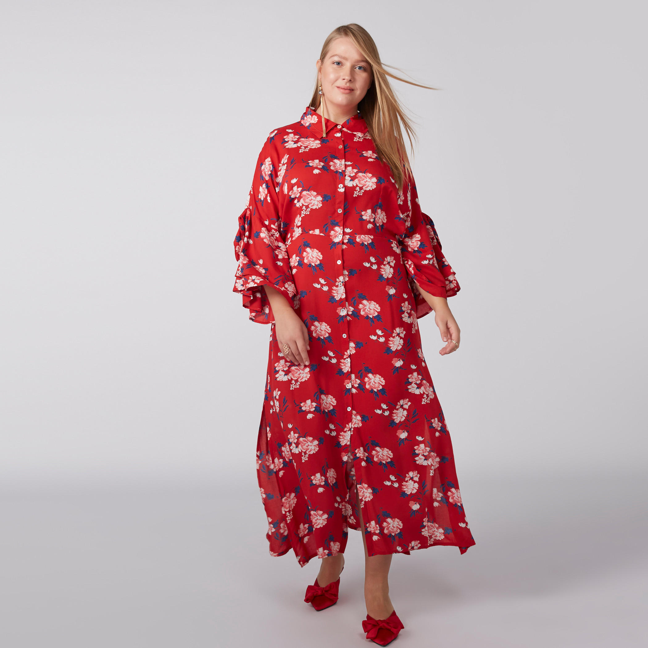 فستان قميص بطبعات زهرية وأكمام واسعة-women-clothing-dresses-image-1