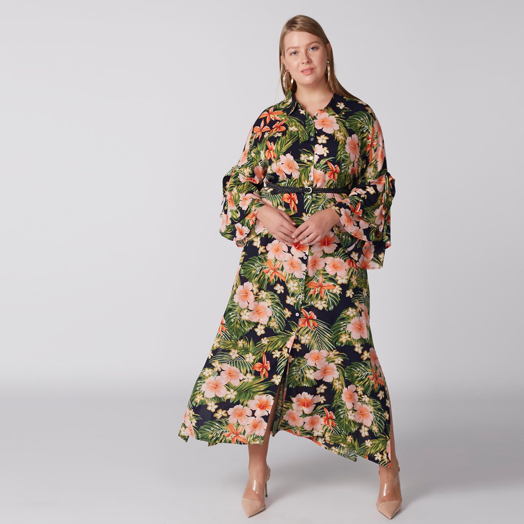 Floral Printed Midi Dress with Long Sleeves-women-clothing-dresses-image-2