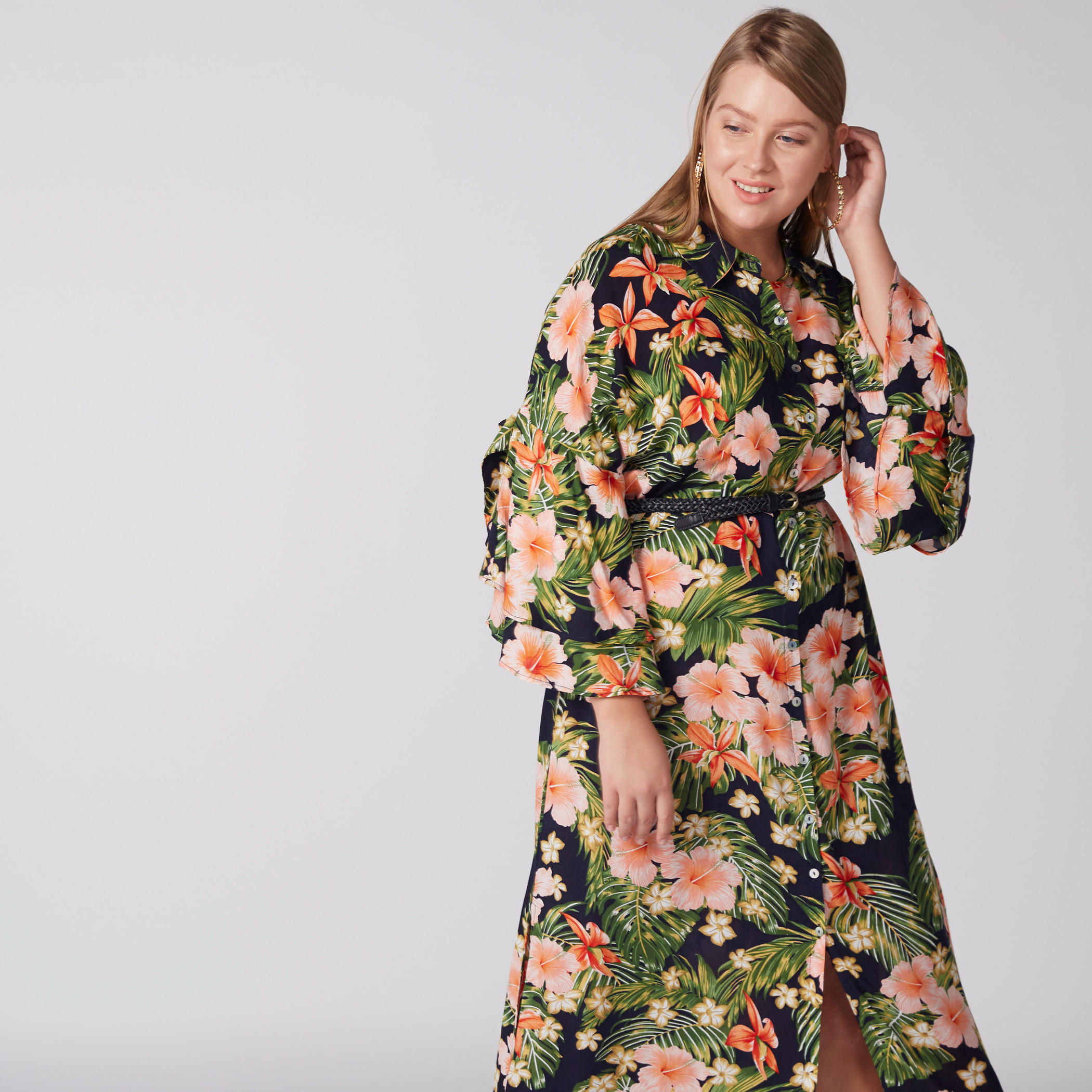 Floral Printed Midi Dress with Long Sleeves-women-clothing-dresses-image-3