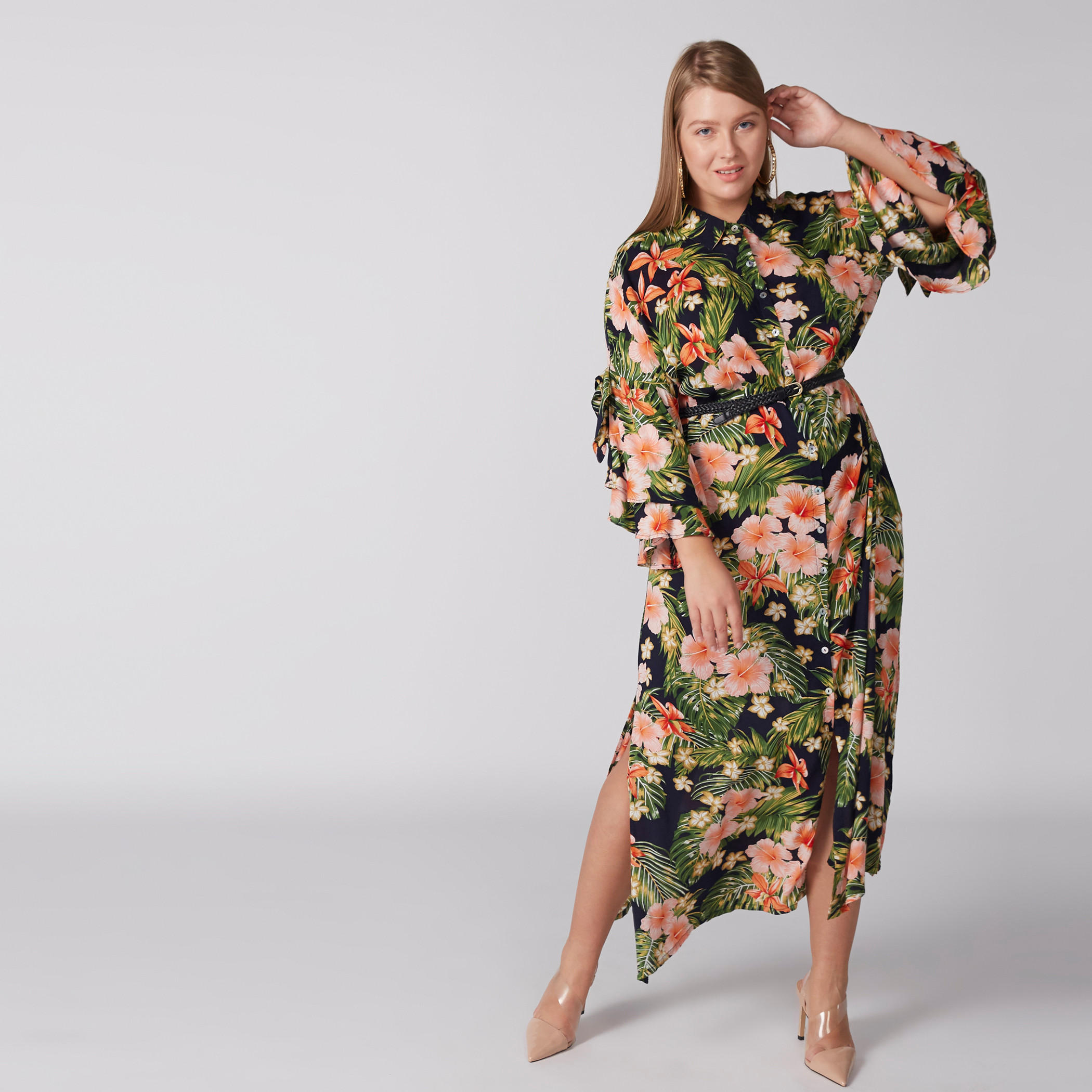 Floral Printed Midi Dress with Long Sleeves-women-clothing-dresses-image-4