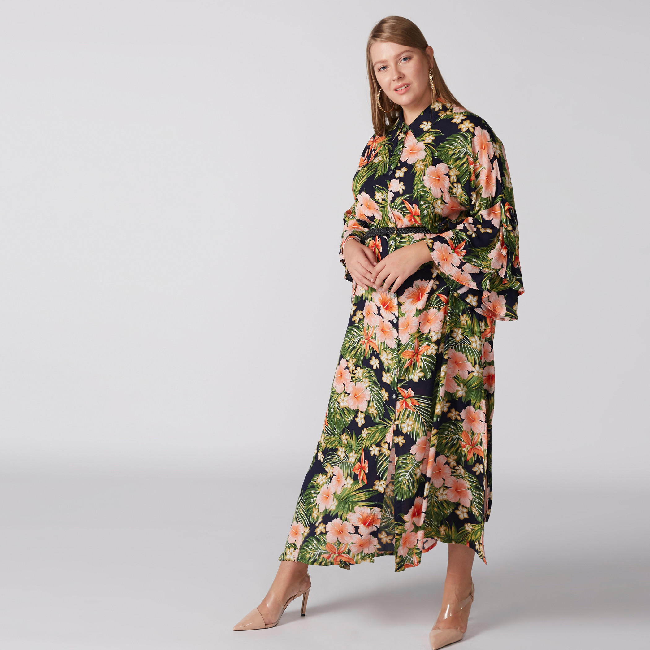 Floral Printed Midi Dress with Long Sleeves-women-clothing-dresses-image-5