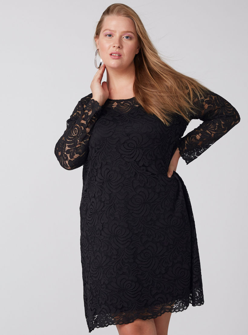 فستان بتفاصيل دانتيل وأكمام طويلة-women-clothing-dresses-image-2