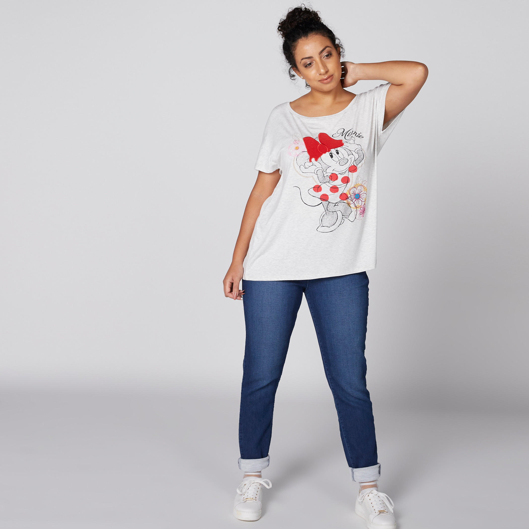 تيشيرت بأكمام متصلة وياقة قارب وطبعات ميني ماوس-women-clothing-tshirts-image-1