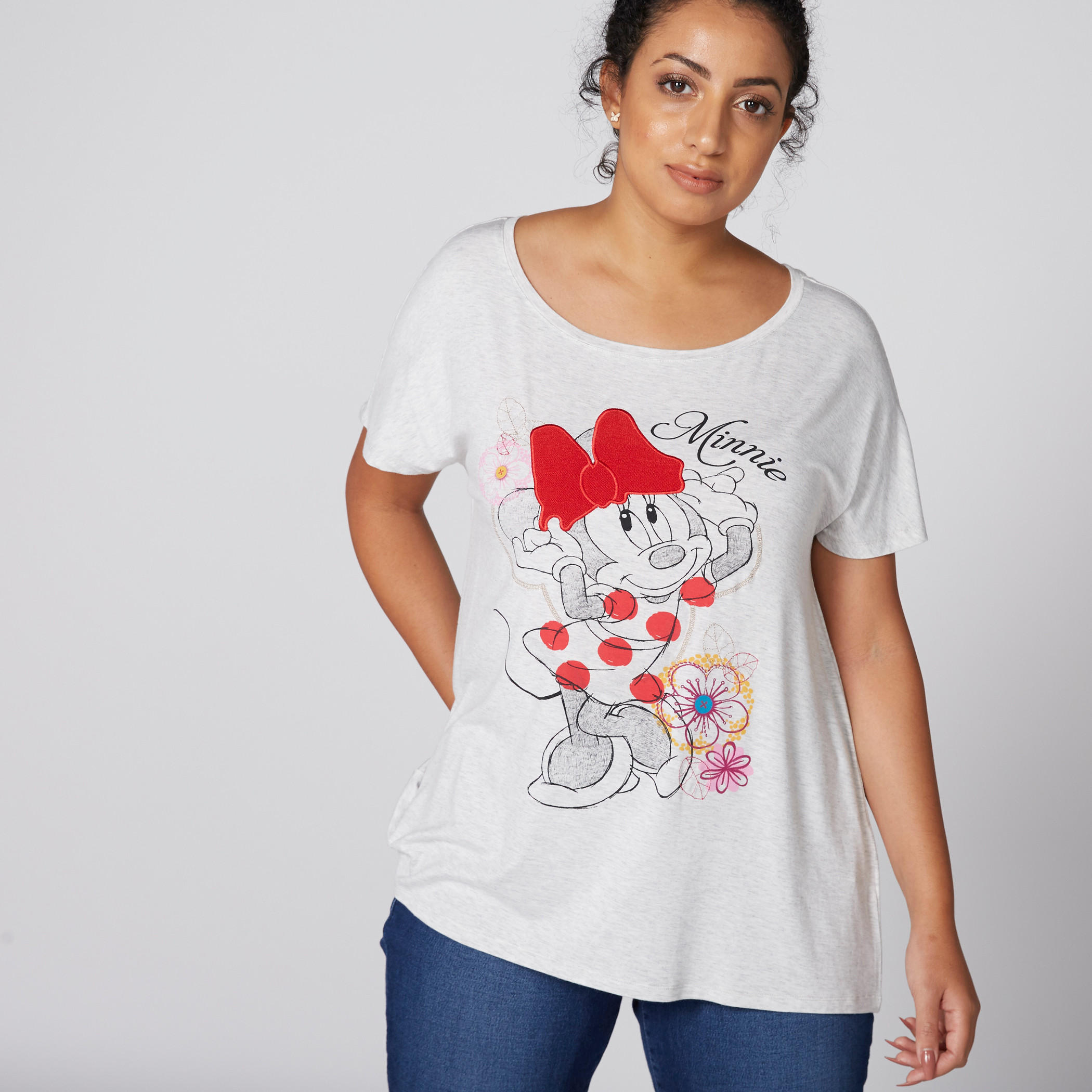 تيشيرت بأكمام متصلة وياقة قارب وطبعات ميني ماوس-women-clothing-tshirts-image-3