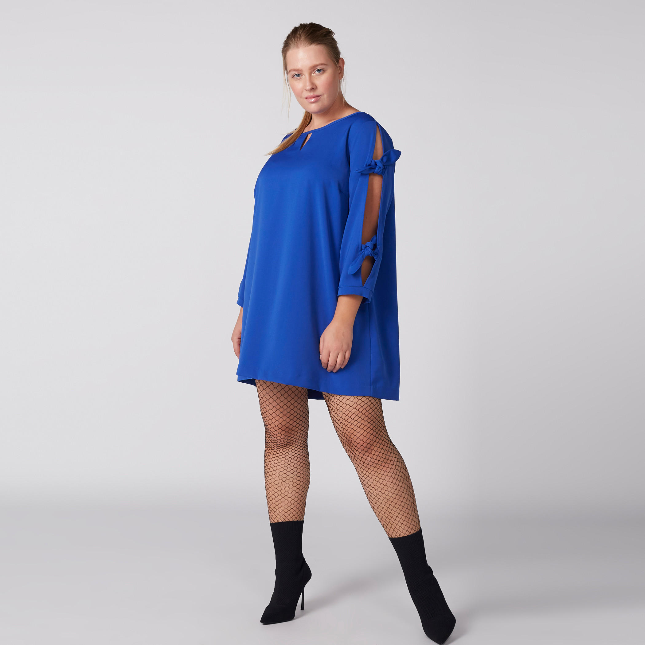فستان قصير بأكمام 3/4 وأربطة-women-clothing-dresses-image-2