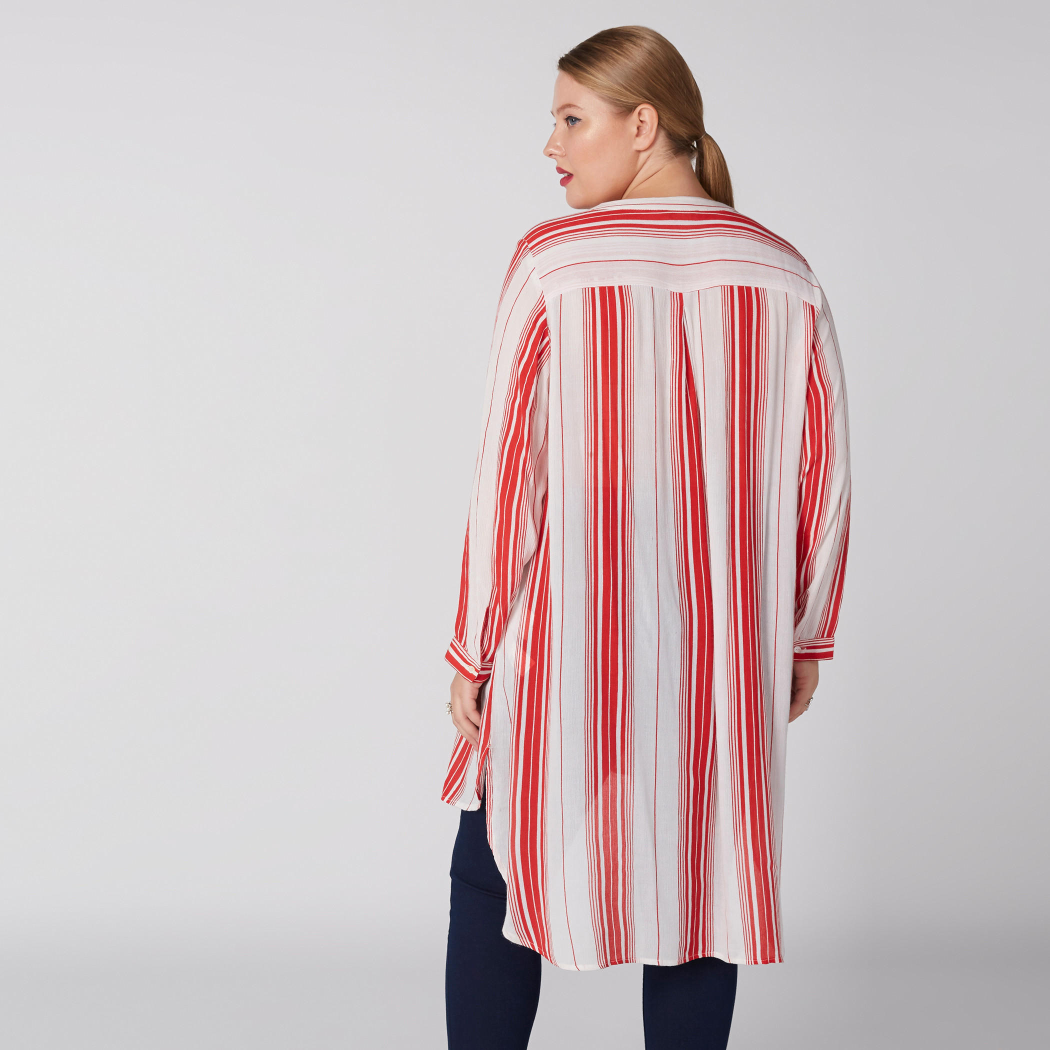 قميص طويل مقلّم بياقة ماندارين وأكمام طويلة-women-clothing-shirtsandblouses-blouses-image-4