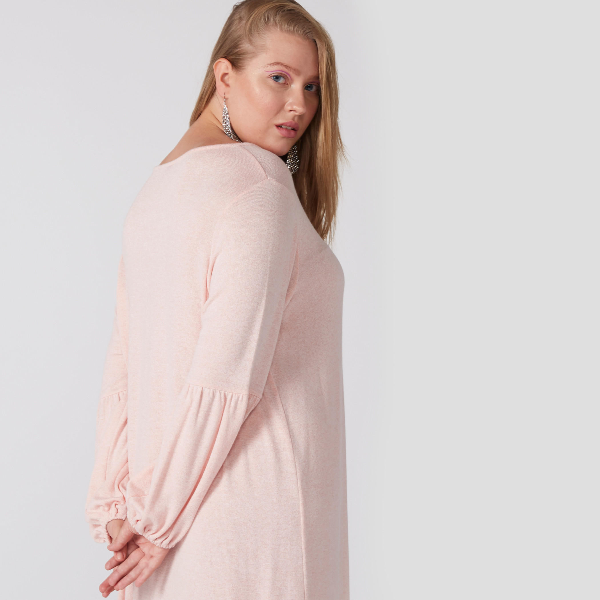 فستان ميدي بياقة عميقة وأكمام طويلة-women-clothing-dresses-image-2