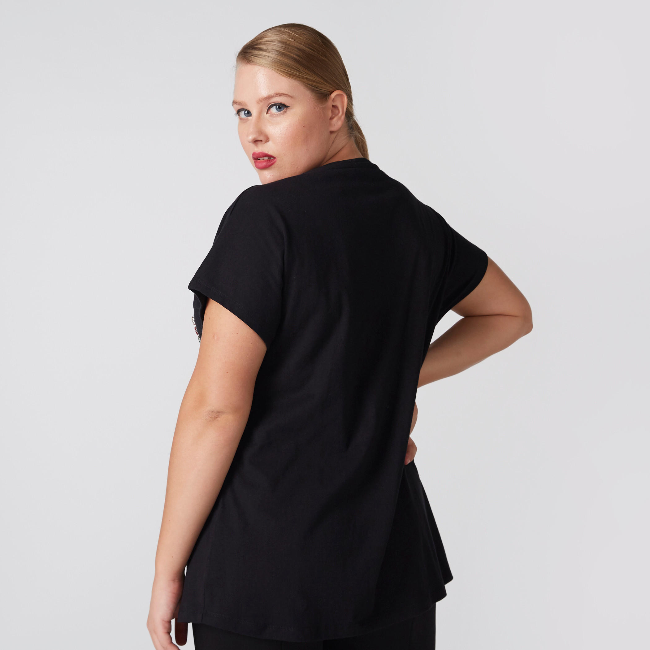 Printed T-Shirt with Round Neck and Extended Sleeves-women-clothing-tshirts-image-2
