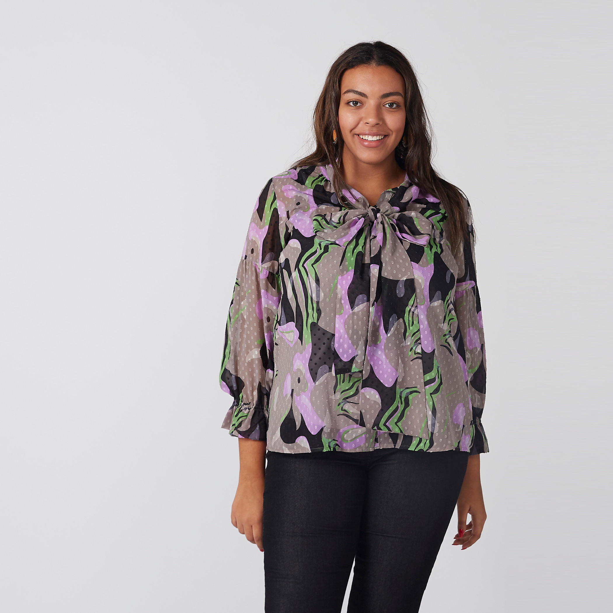 Floral Printed Top with Tie Neck-women-clothing-shirtsandblouses-blouses-image-1