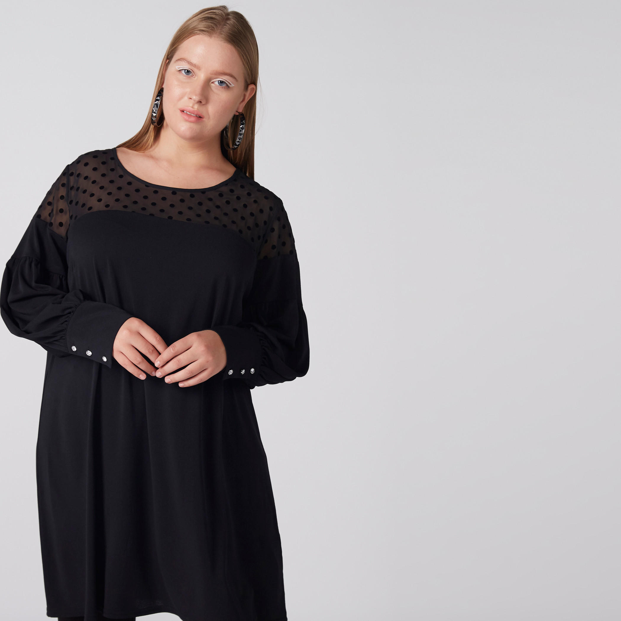 تونيك بياقة مستديرة وأكمام طويلة-women-clothing-shirtsandblouses-blouses-image-2