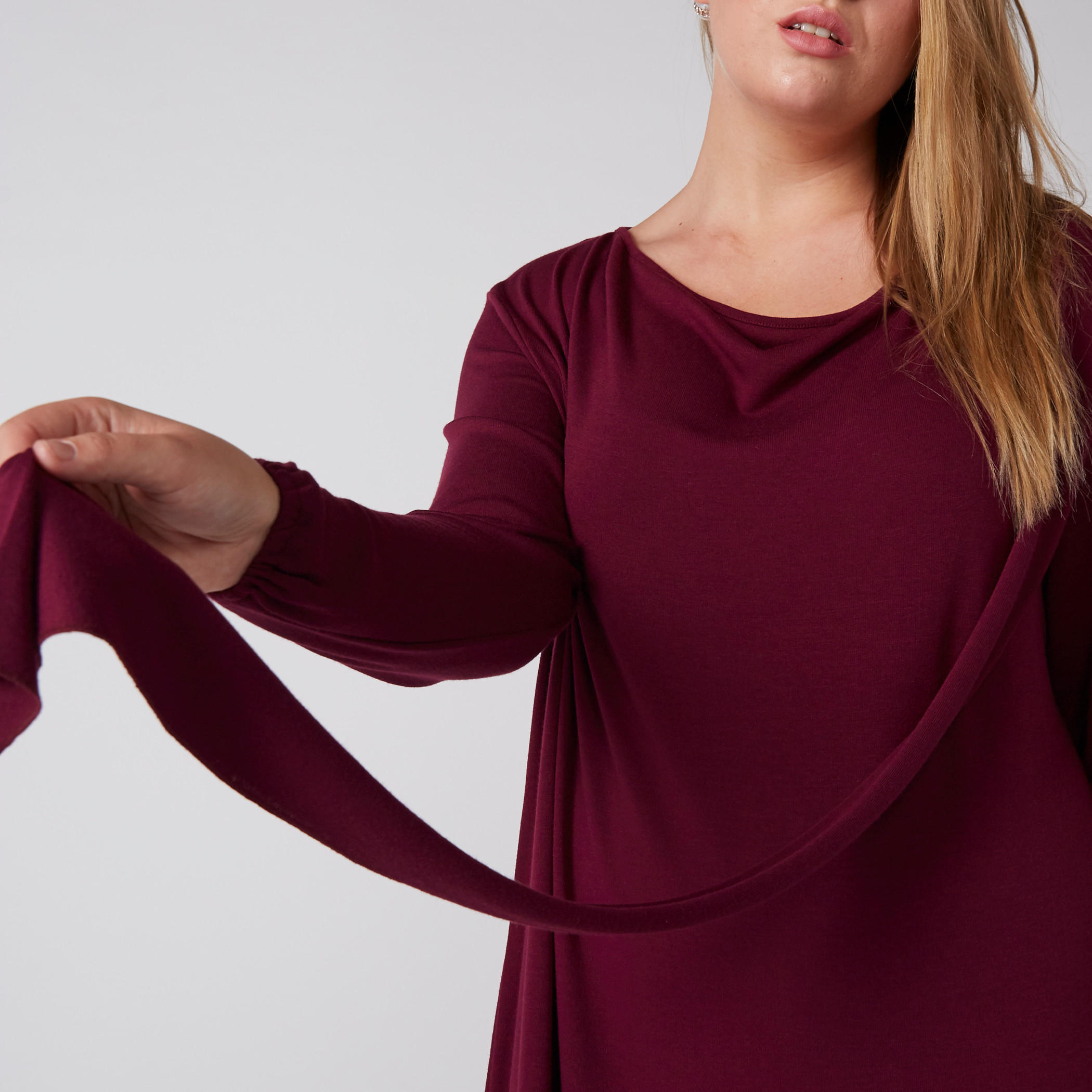 فستان بياقة مستديرة وأكمام طويلة وحزام-women-clothing-dresses-image-3