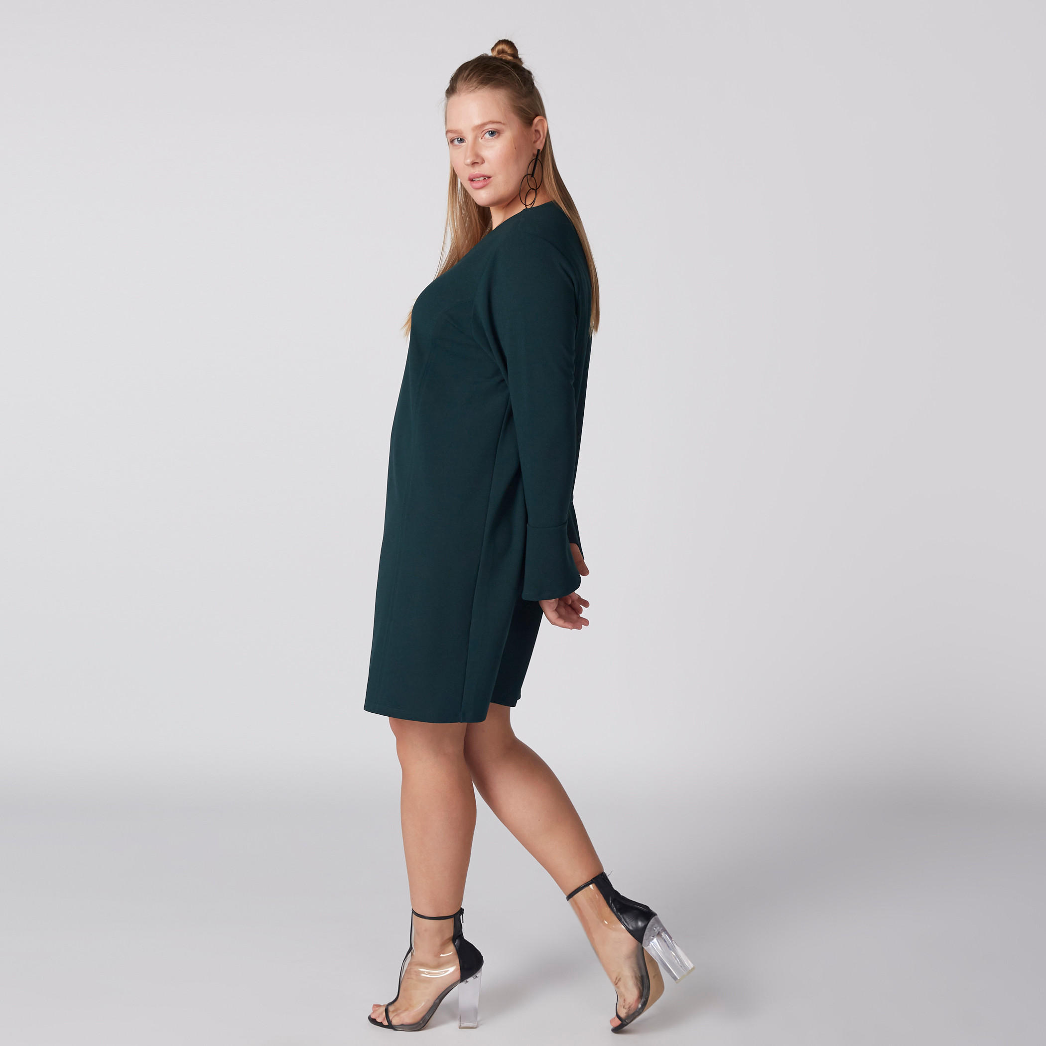 فستان بياقة V وأكمام طويلة وسحّاب إغلاق-women-clothing-dresses-image-2