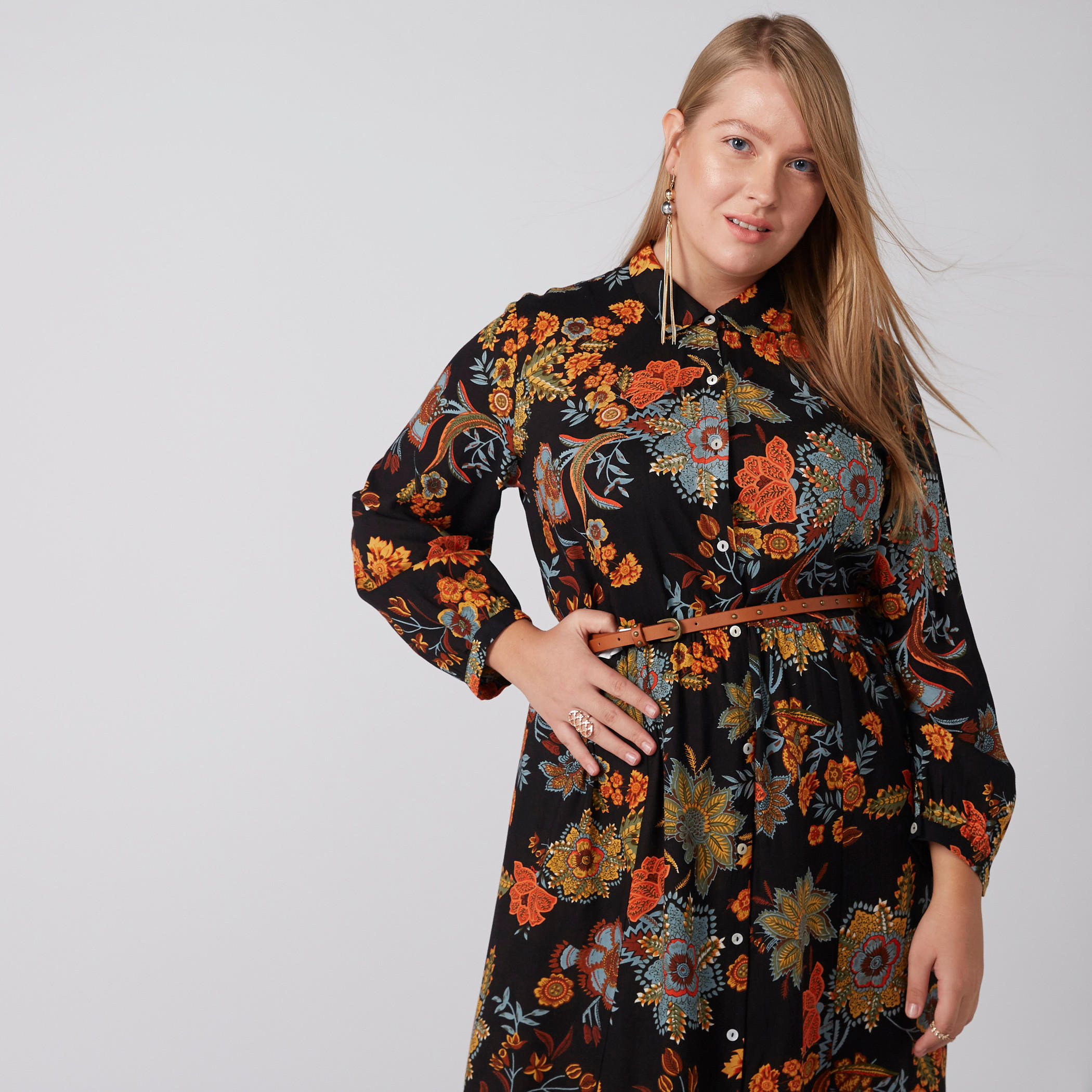 فستان آيه لاين بطبعات وأكمام طويلة وأزرار-women-clothing-dresses-image-5