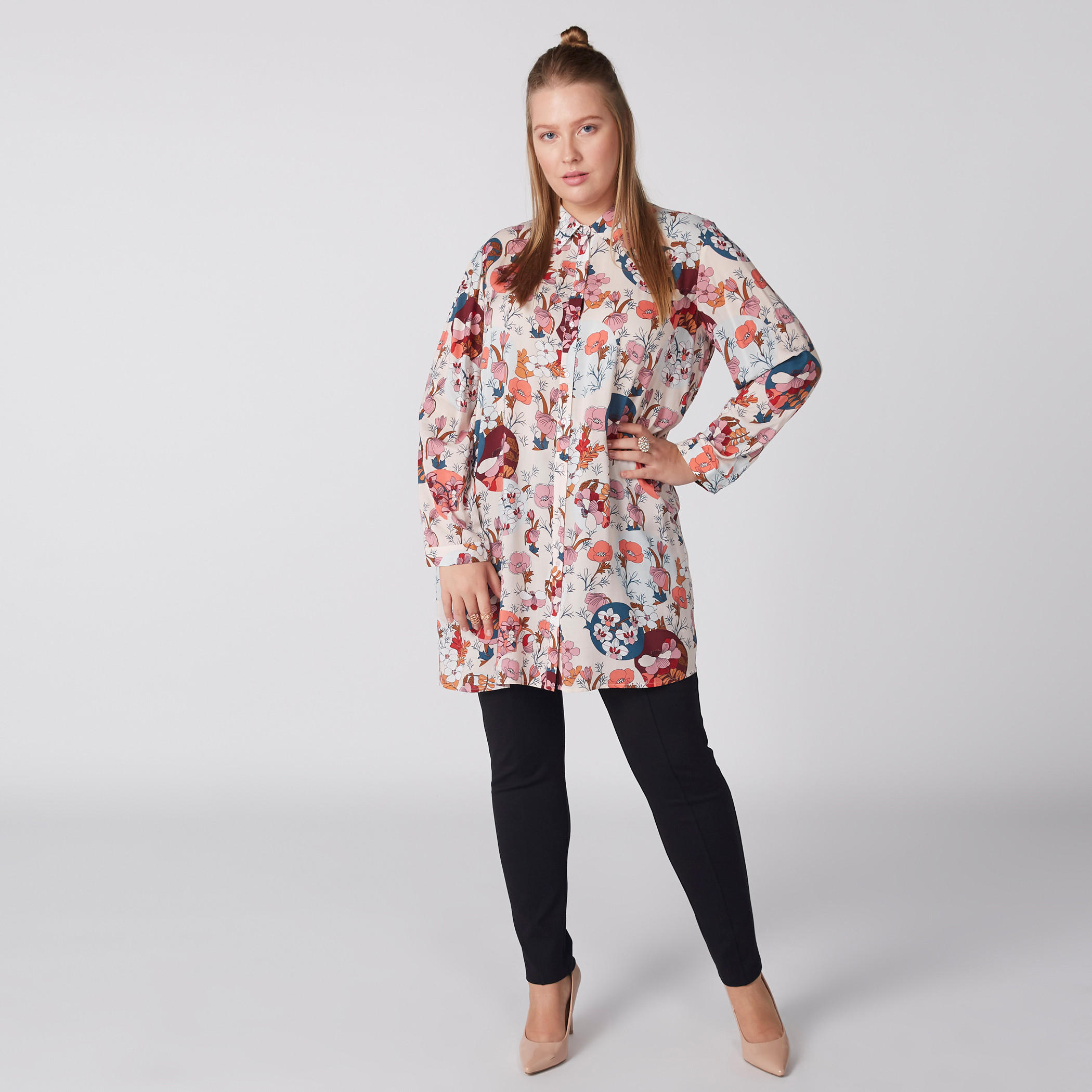 Printed Shirt Tunic with Long Sleeves and Complete Placket-women-clothing-shirtsandblouses-shirts-image-1