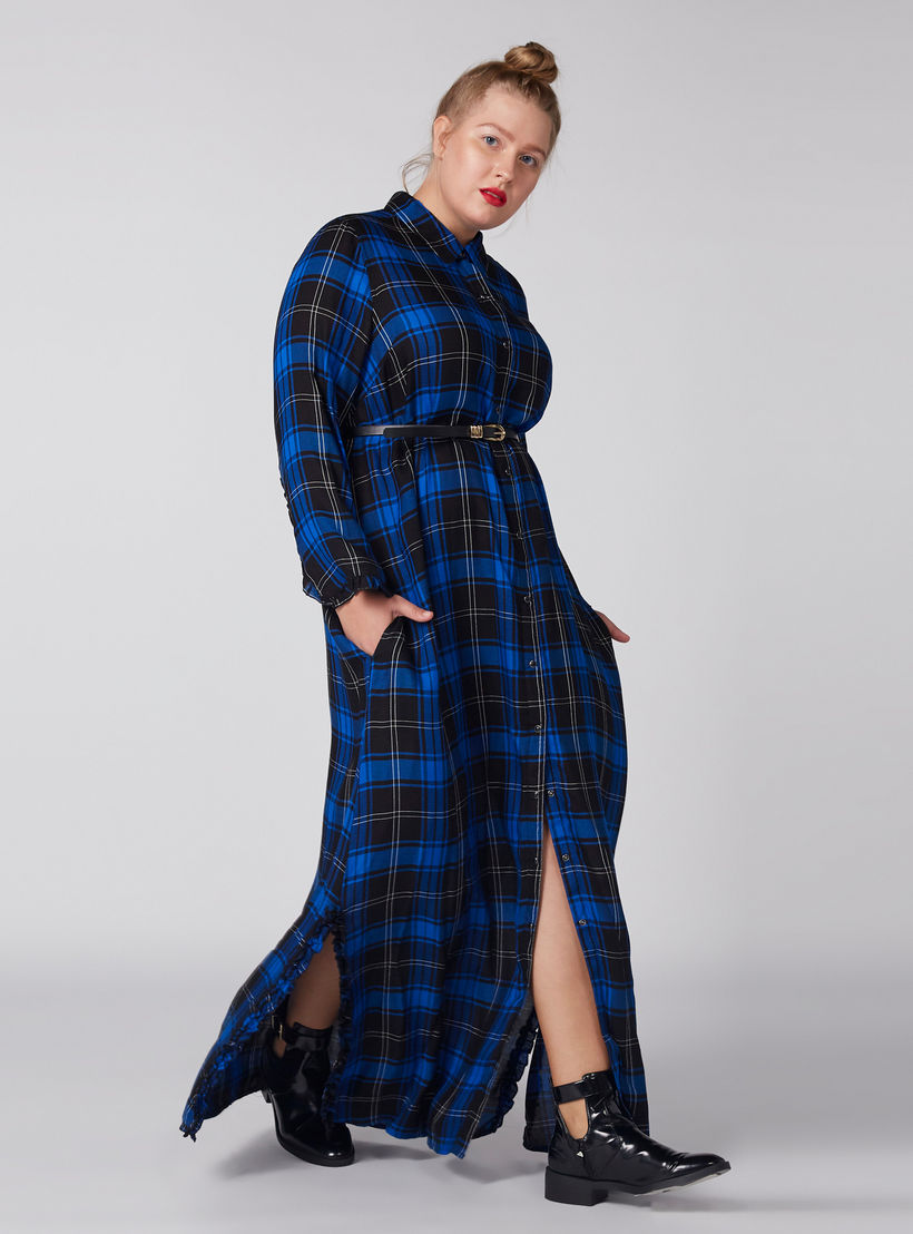 فستان ماكسي كاروهات بأكمام طويلة وجيوب-women-clothing-dresses-image-2