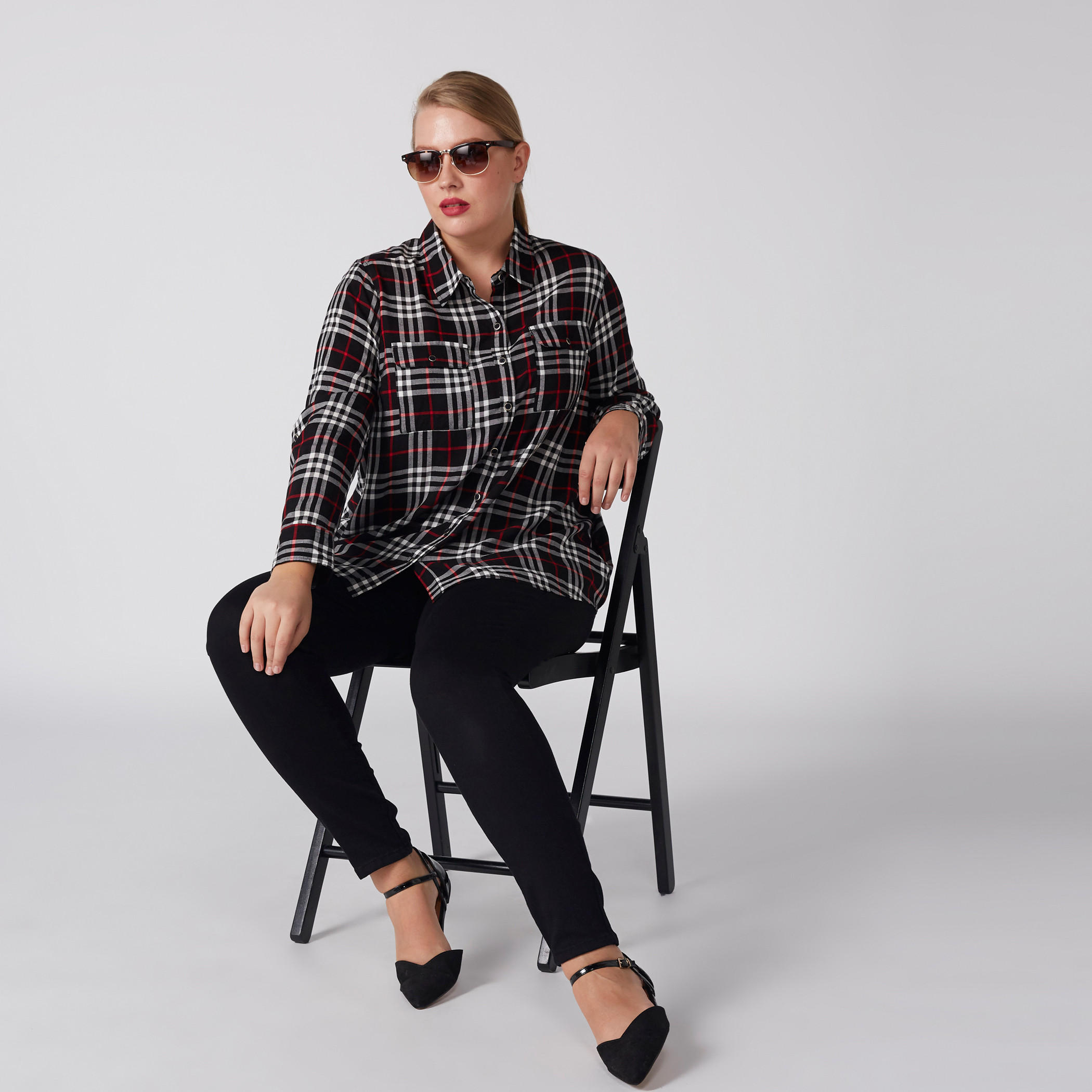 قميص كاروهات بأكمام طويلة وأزرار-women-clothing-shirtsandblouses-shirts-image-5