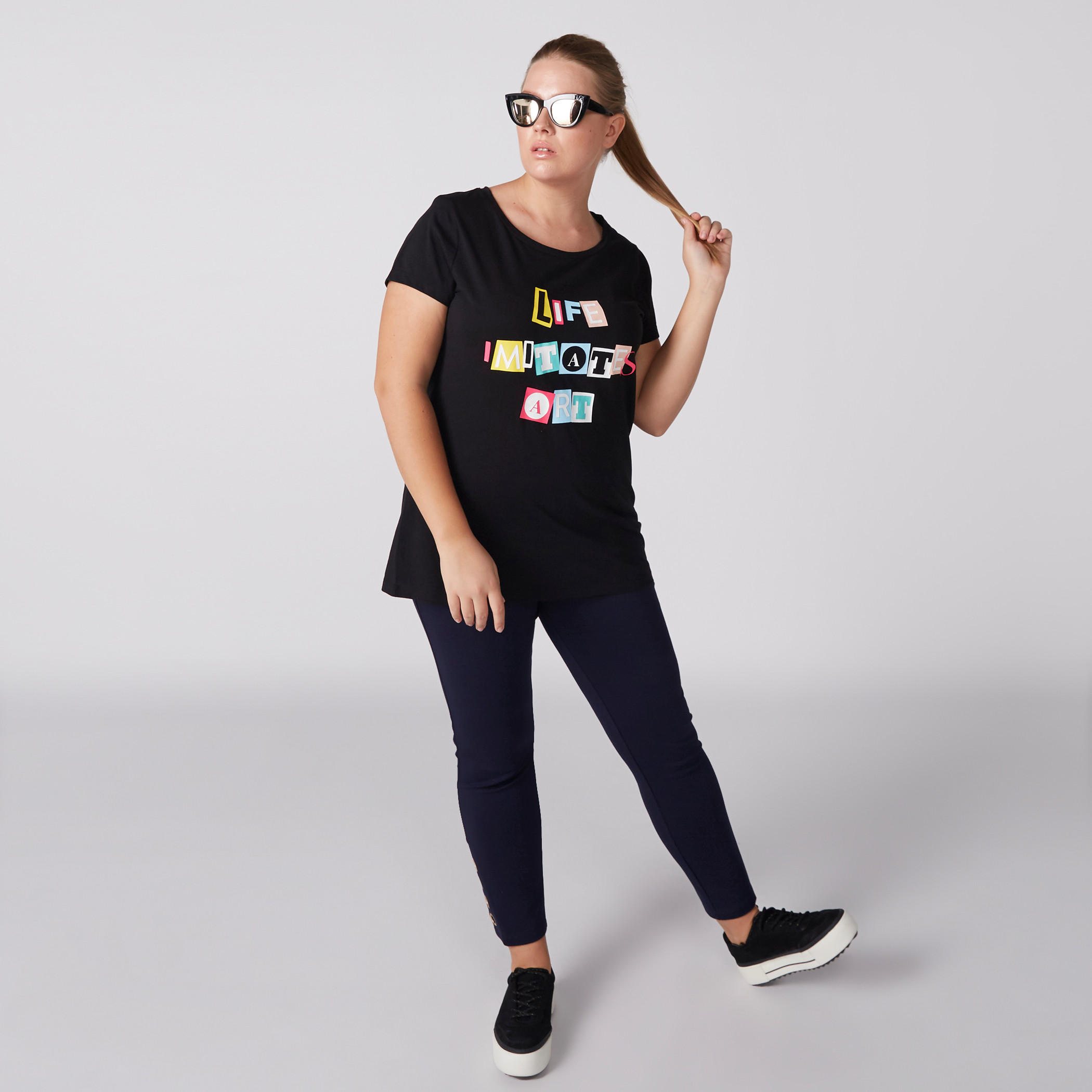 Printed T-Shirt with Round Neck and Short Sleeves-women-clothing-tshirts-image-1