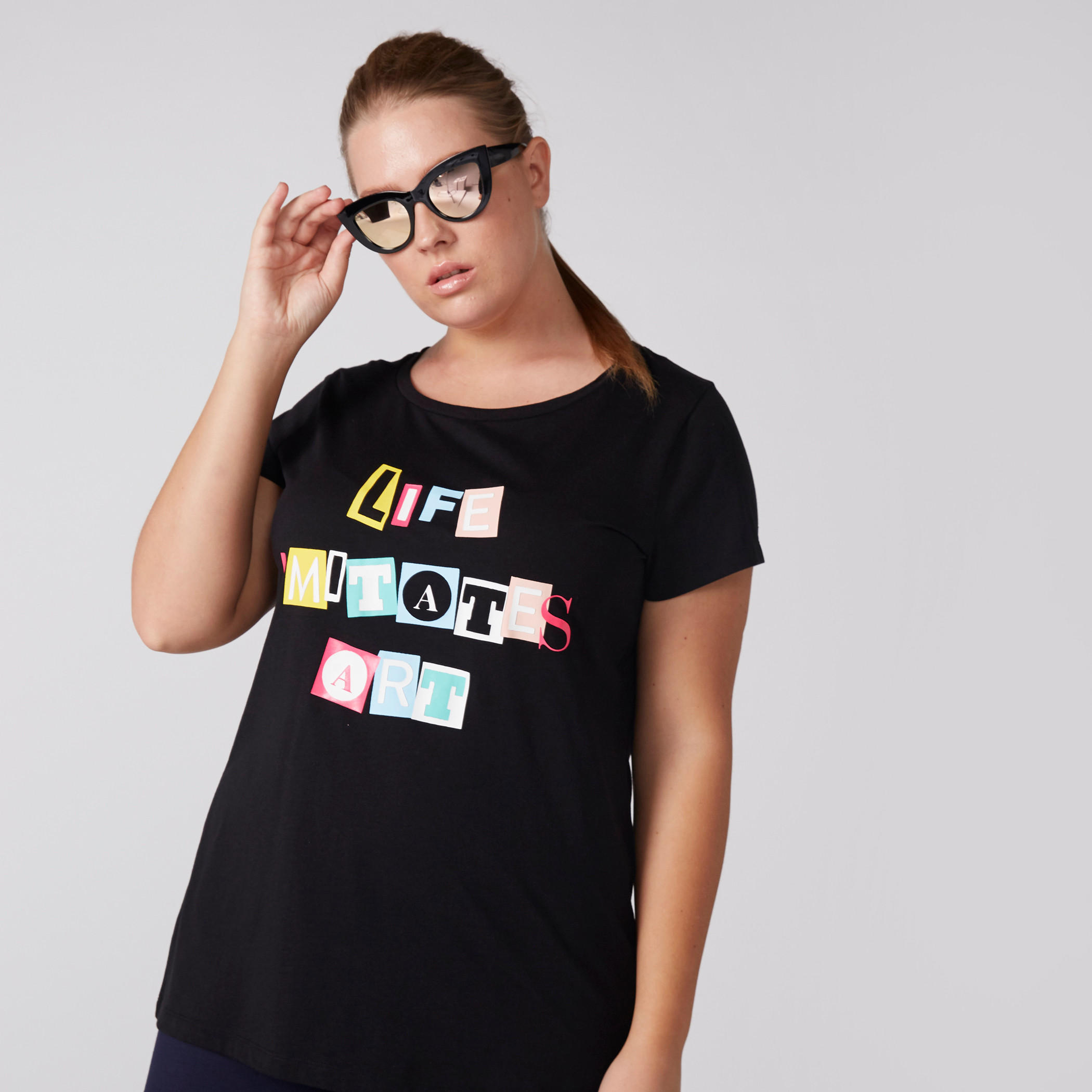 Printed T-Shirt with Round Neck and Short Sleeves-women-clothing-tshirts-image-2
