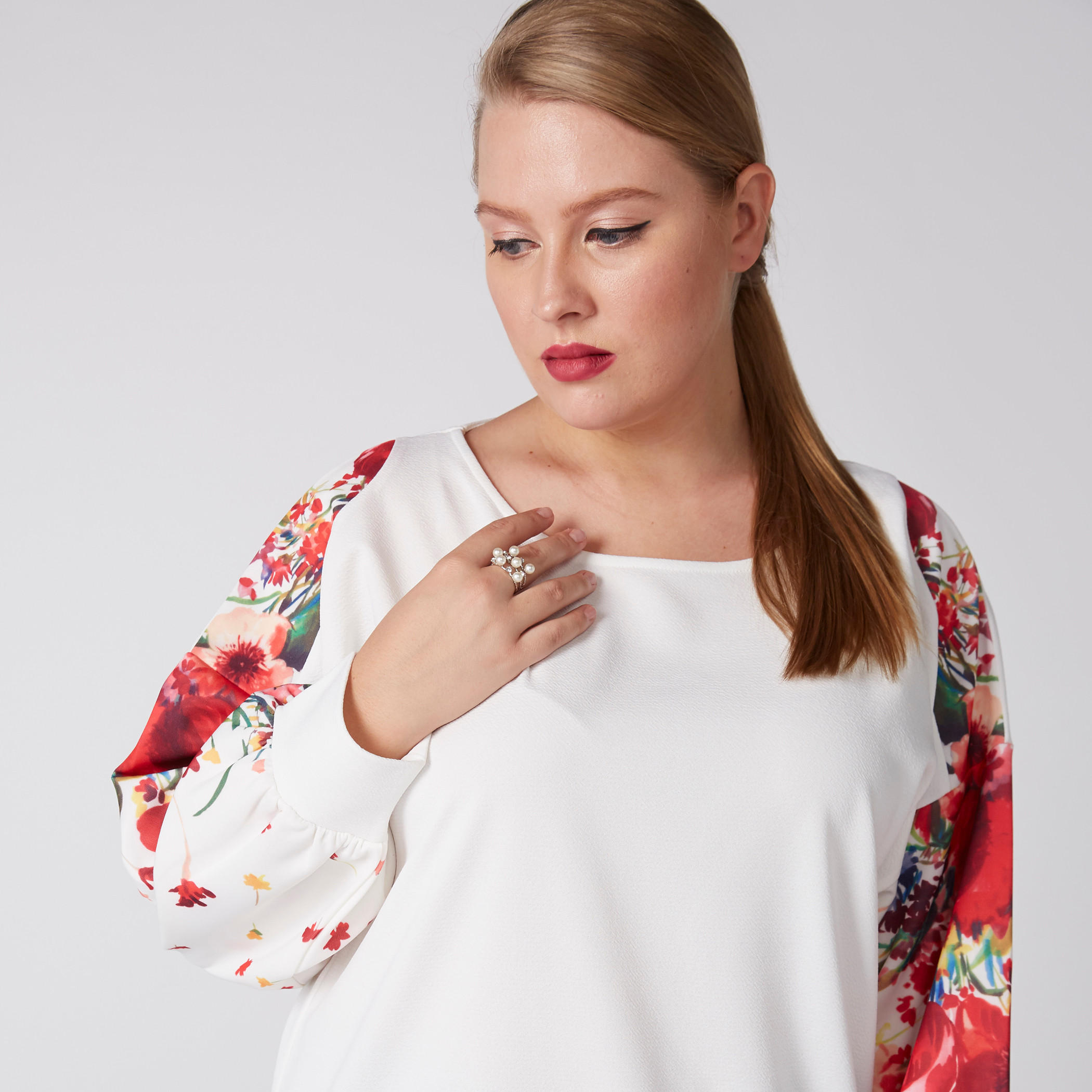 Printed Top with Round Neck and Long Sleeves-women-clothing-shirtsandblouses-blouses-image-1