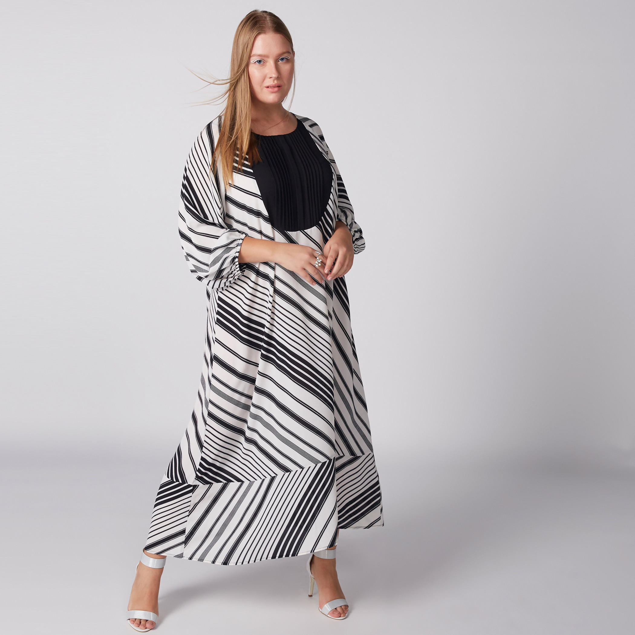 فستان مقلّم بياقة مستديرة وأكمام طويلة-women-clothing-dresses-image-2