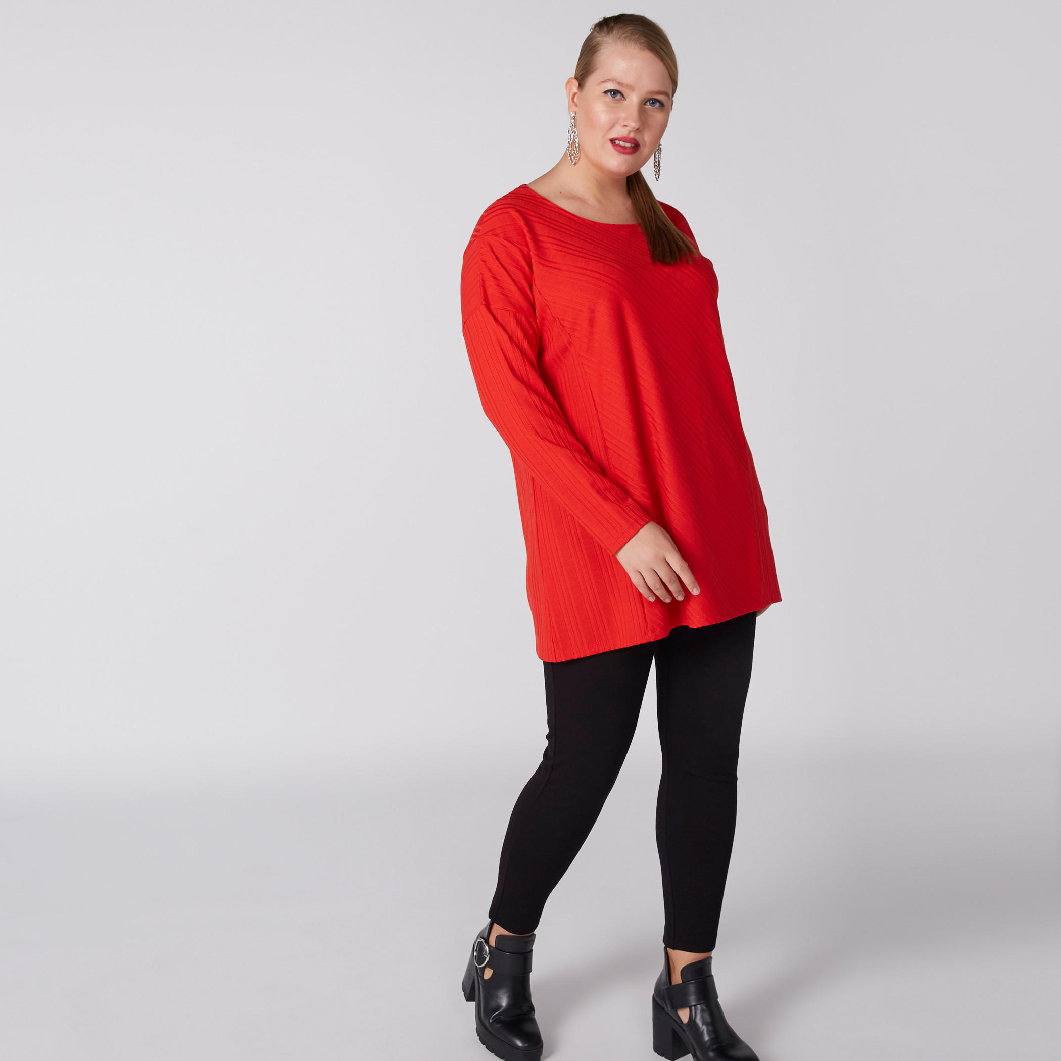 بلوزة بارزة الملمس بياقة مستديرة وأكمام طويلة-women-clothing-shirtsandblouses-blouses-image-2