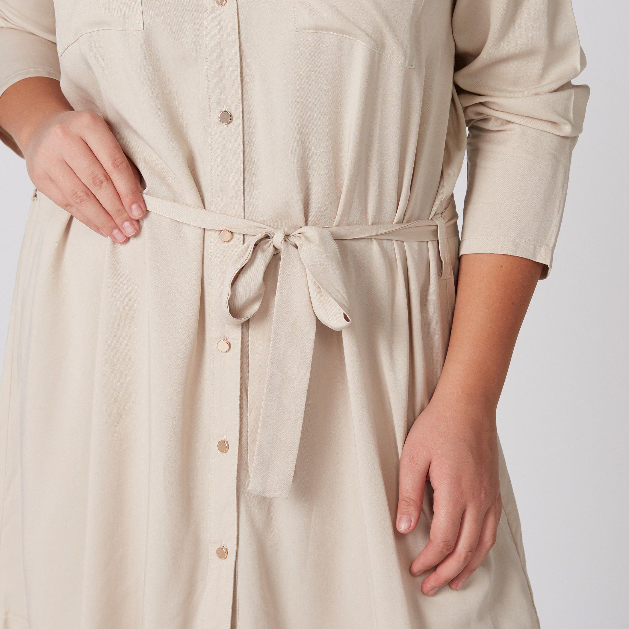 فستان قميص بأكمام طويلة وأربطة-women-clothing-dresses-image-1