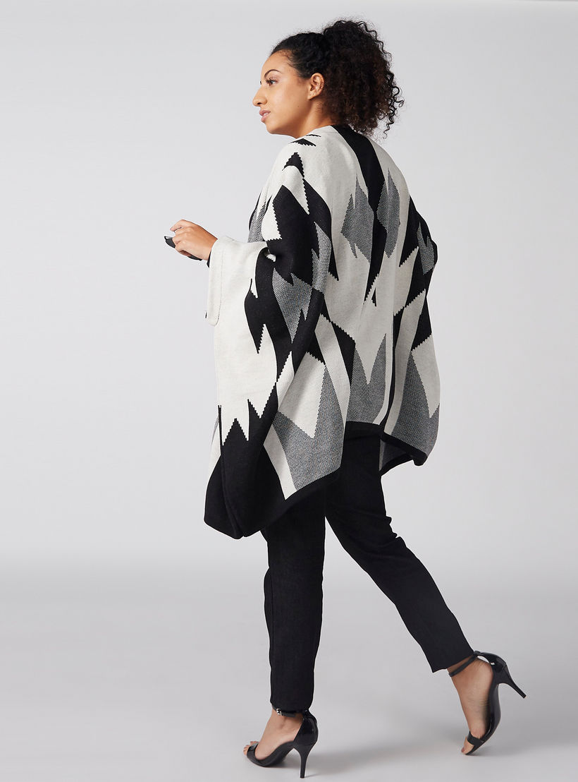 Printed Poncho with Long Sleeves-women-winterwear-cardigansandjumpers-cardigans-image-3