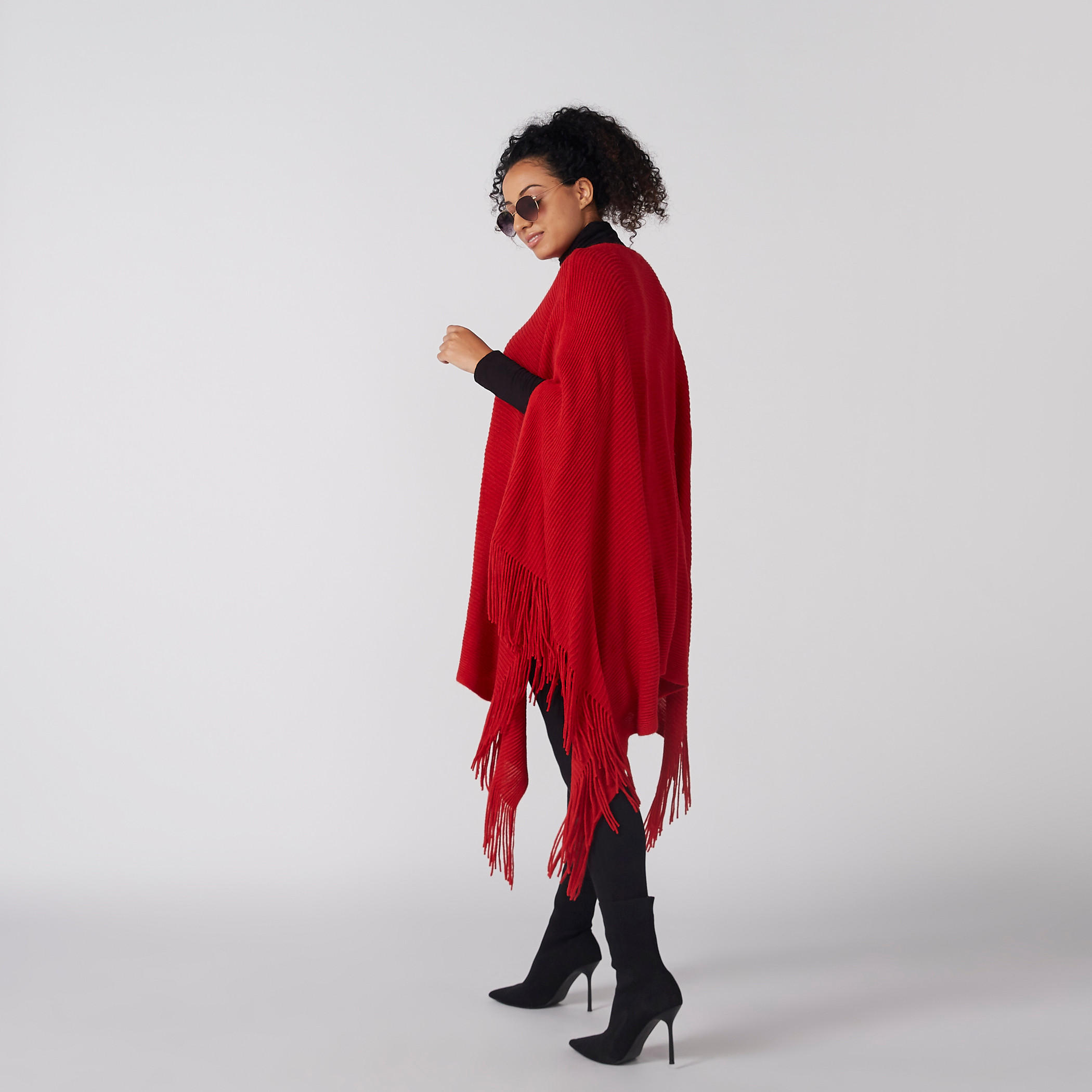 Textured Poncho with Fringes-women-winterwear-cardigansandjumpers-cardigans-image-3