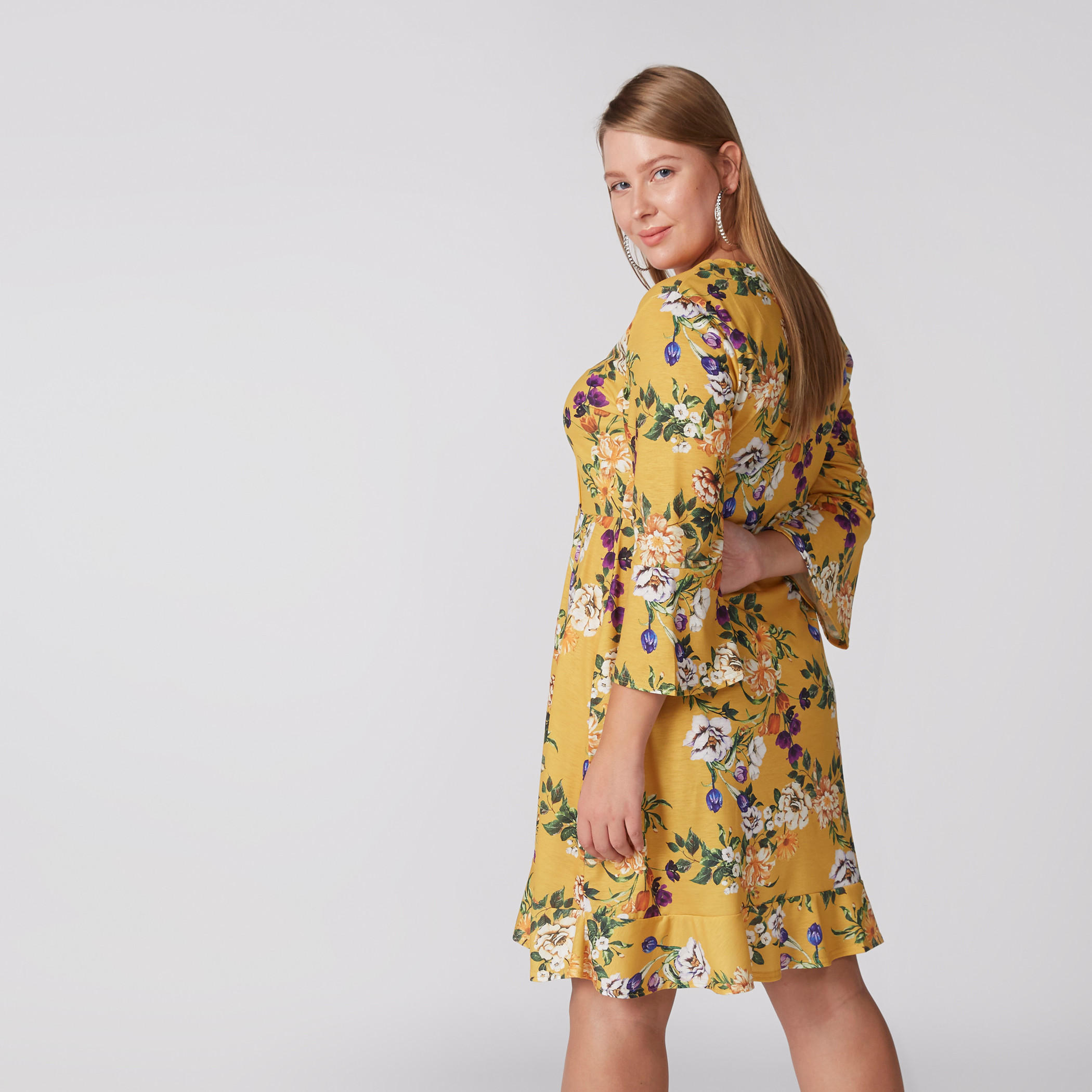 فستان لف بحواف غير مستوية وطبعات وأكمام واسعة ورباط-women-clothing-dresses-image-6