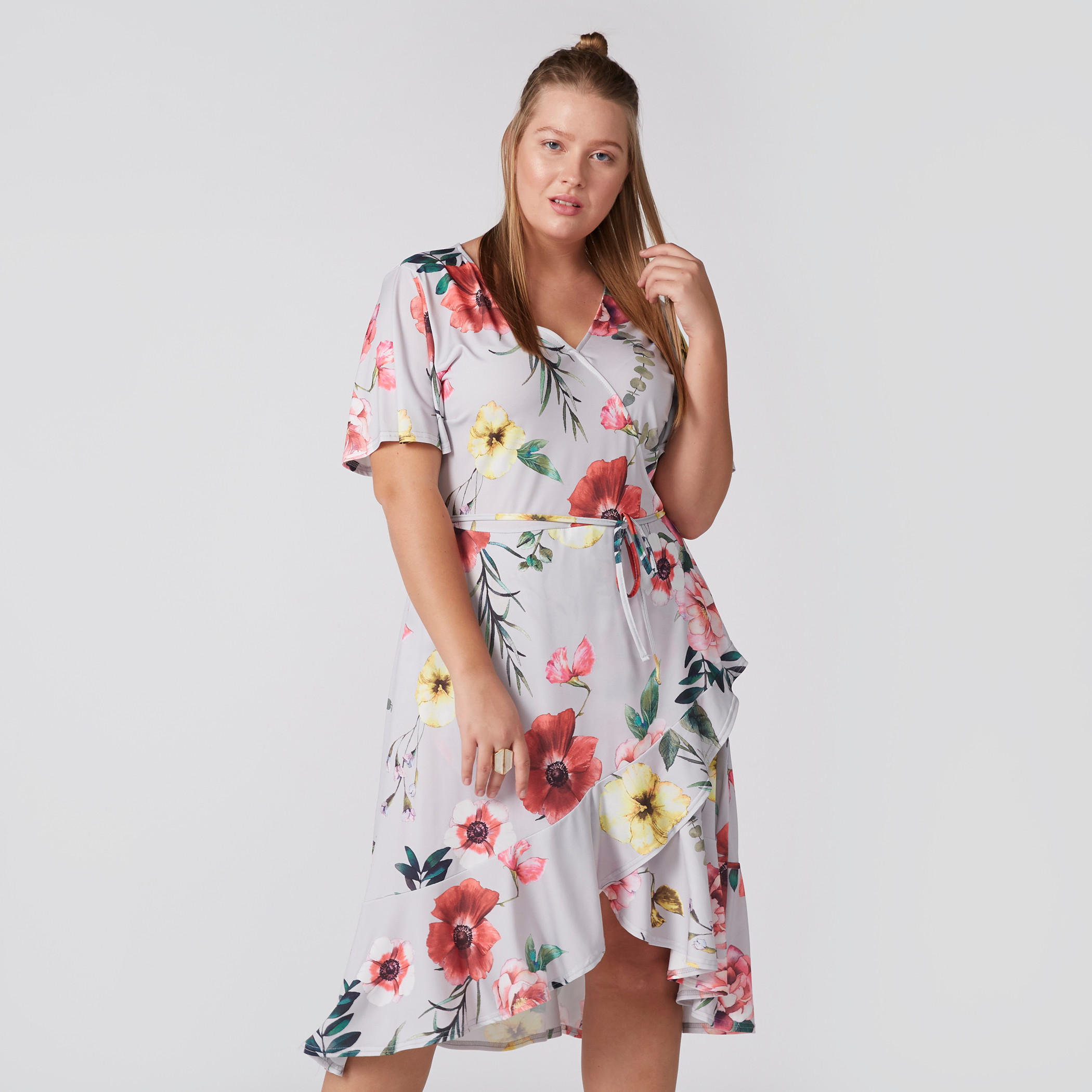 فستان ميدي لف بأكمام قصيرة وتفاصيل رباط-women-clothing-dresses-image-5